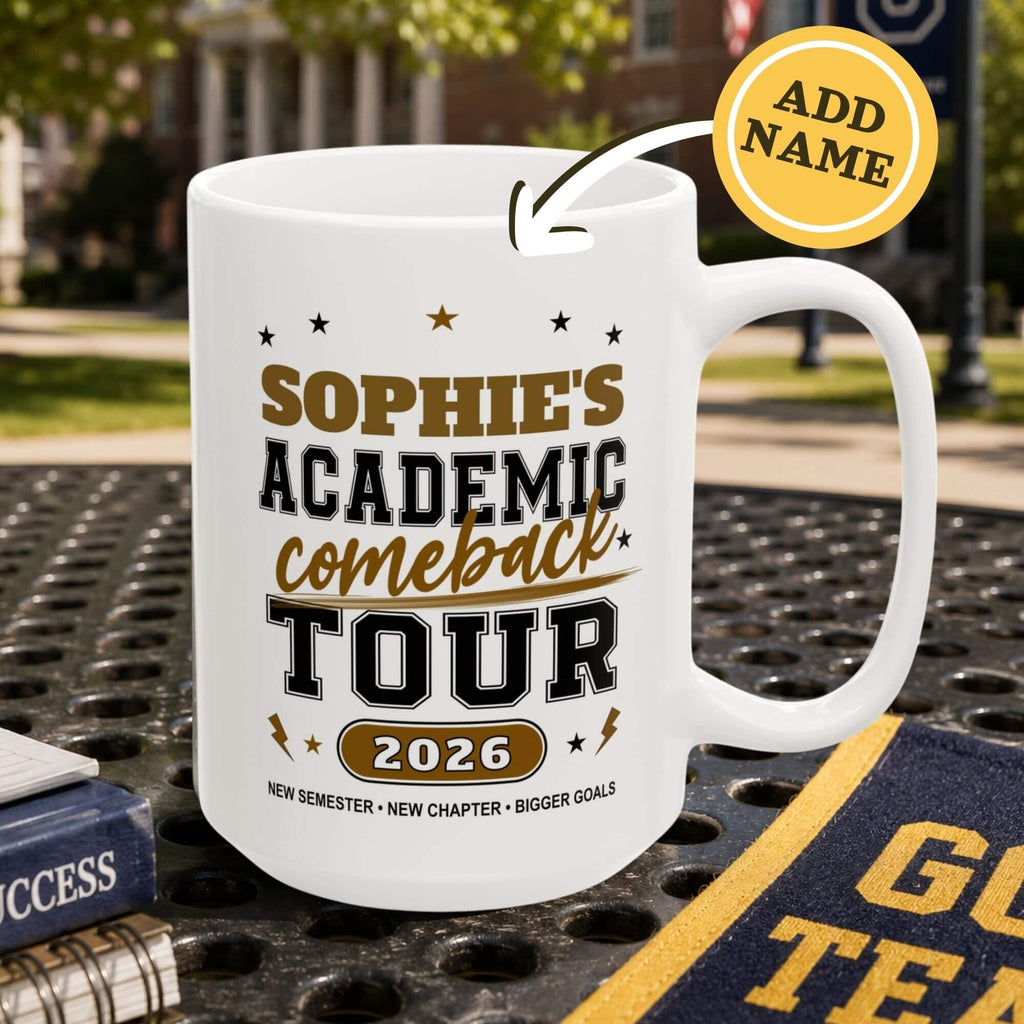 Personalized Back to School College Mug, Academic Student Ceramic Cup
