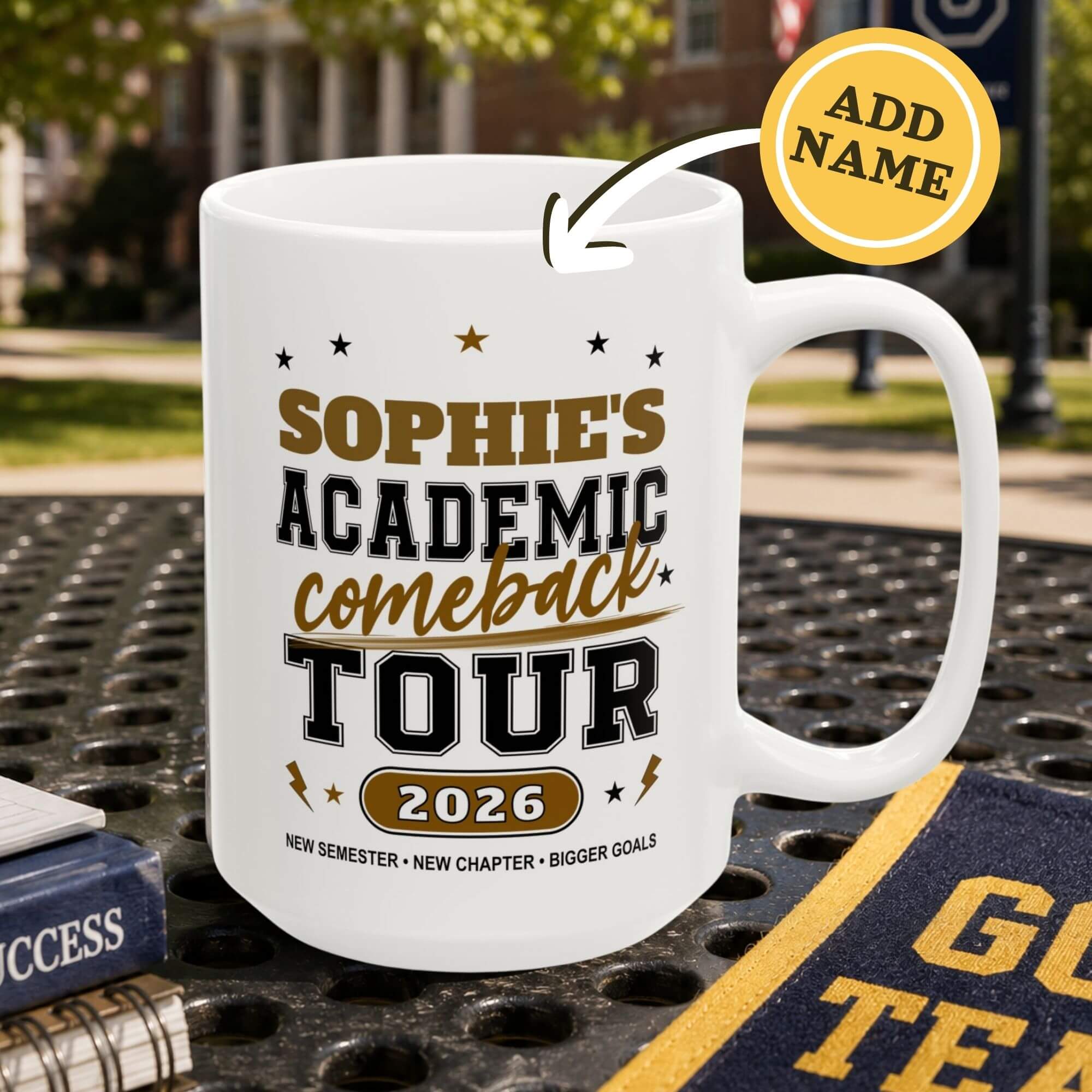 Personalized Back to School College Mug, Academic Student Ceramic Cup