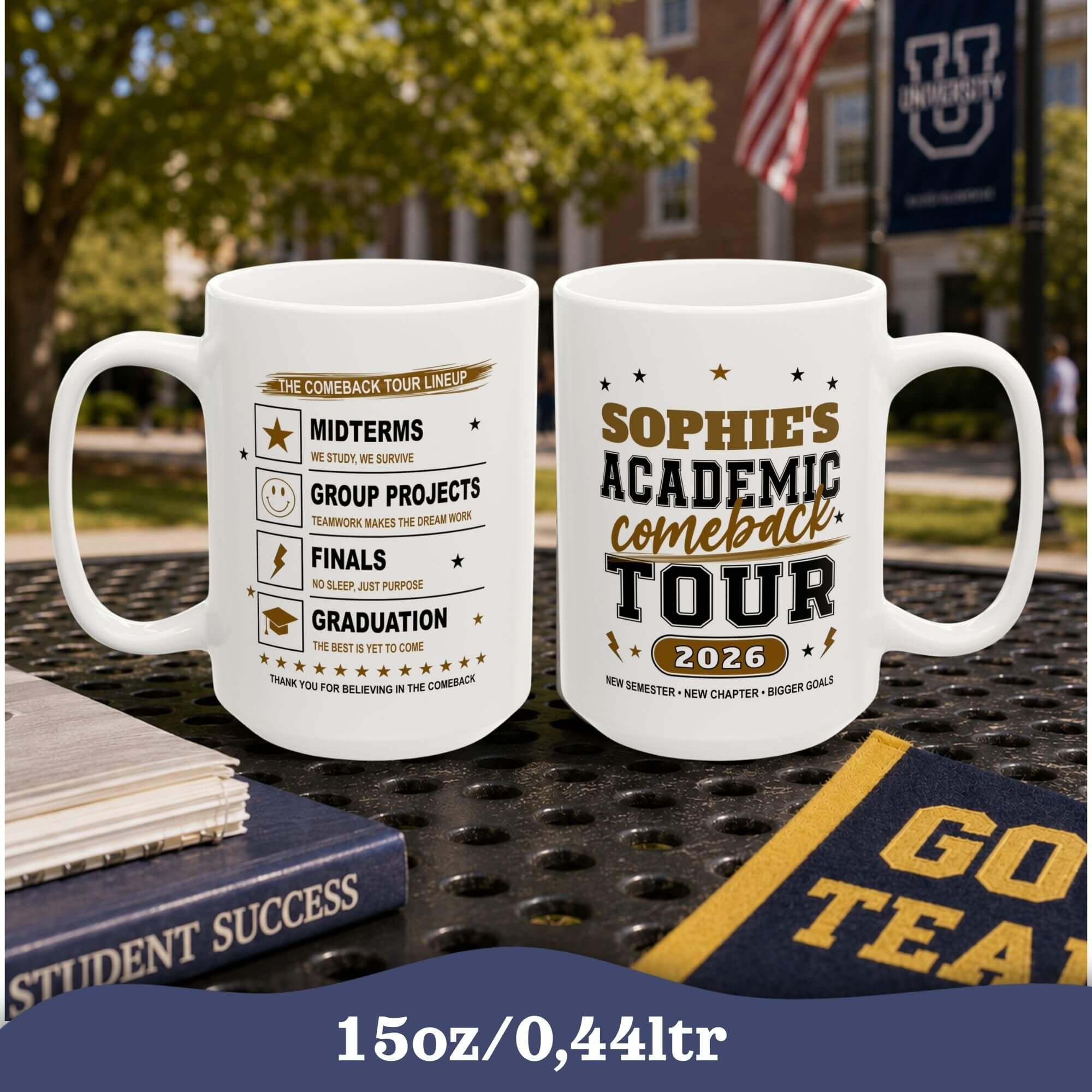 Personalized Back to School College Mug, Academic Student Ceramic Cup