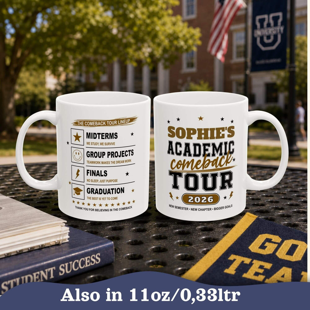 Personalized Back to School College Mug, Academic Student Ceramic Cup