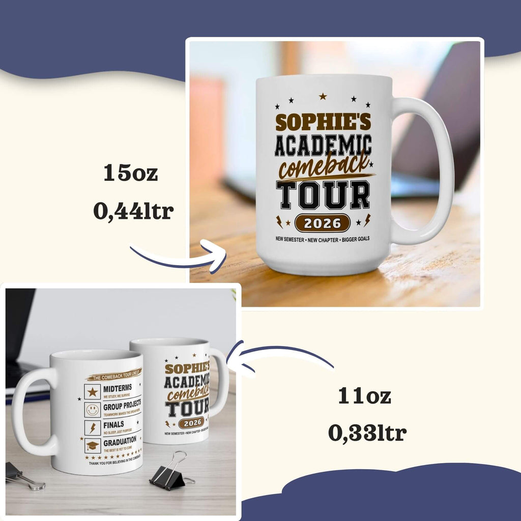 Personalized Back to School College Mug, Academic Student Ceramic Cup