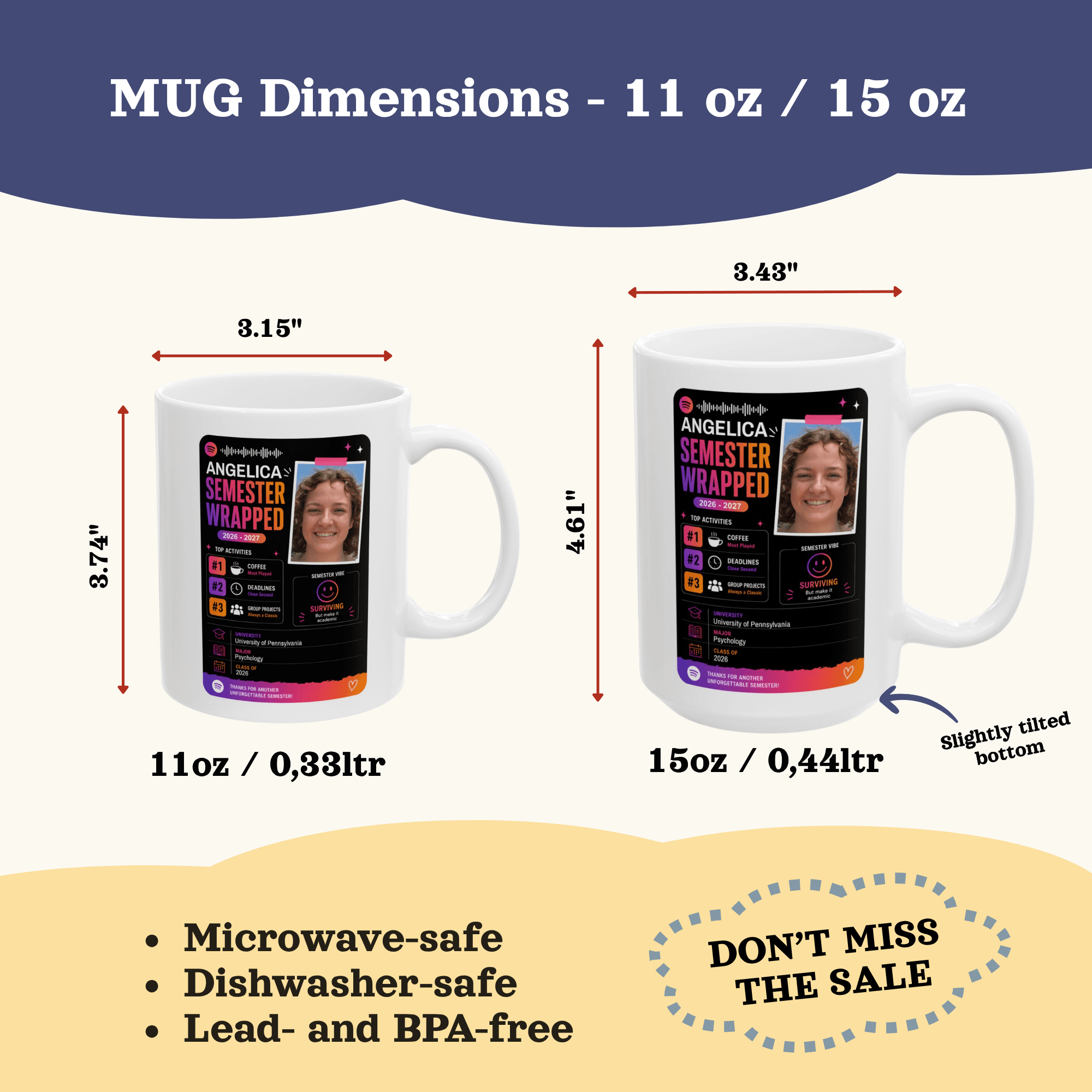 Personalizable Back to School Mug, Customizable social media style Mug, Student Study gift Cup, Semester Wrapped Mug,