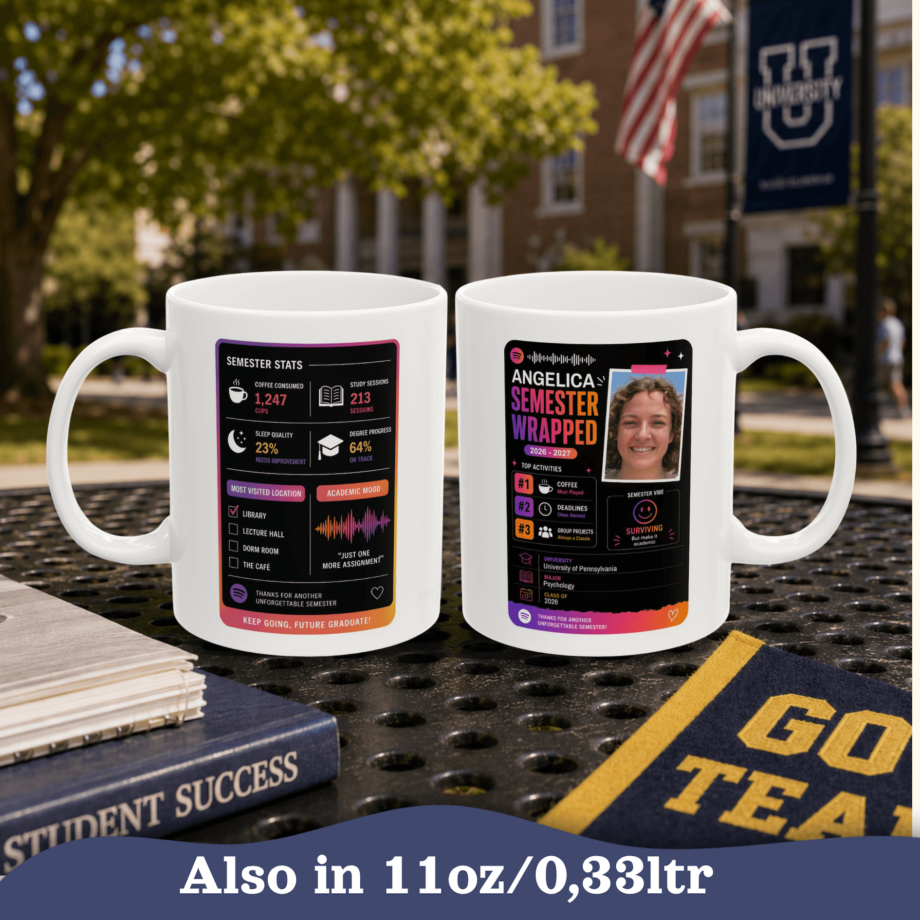 Personalizable Back to School Mug, Customizable social media style Mug, Student Study gift Cup, Semester Wrapped Mug,