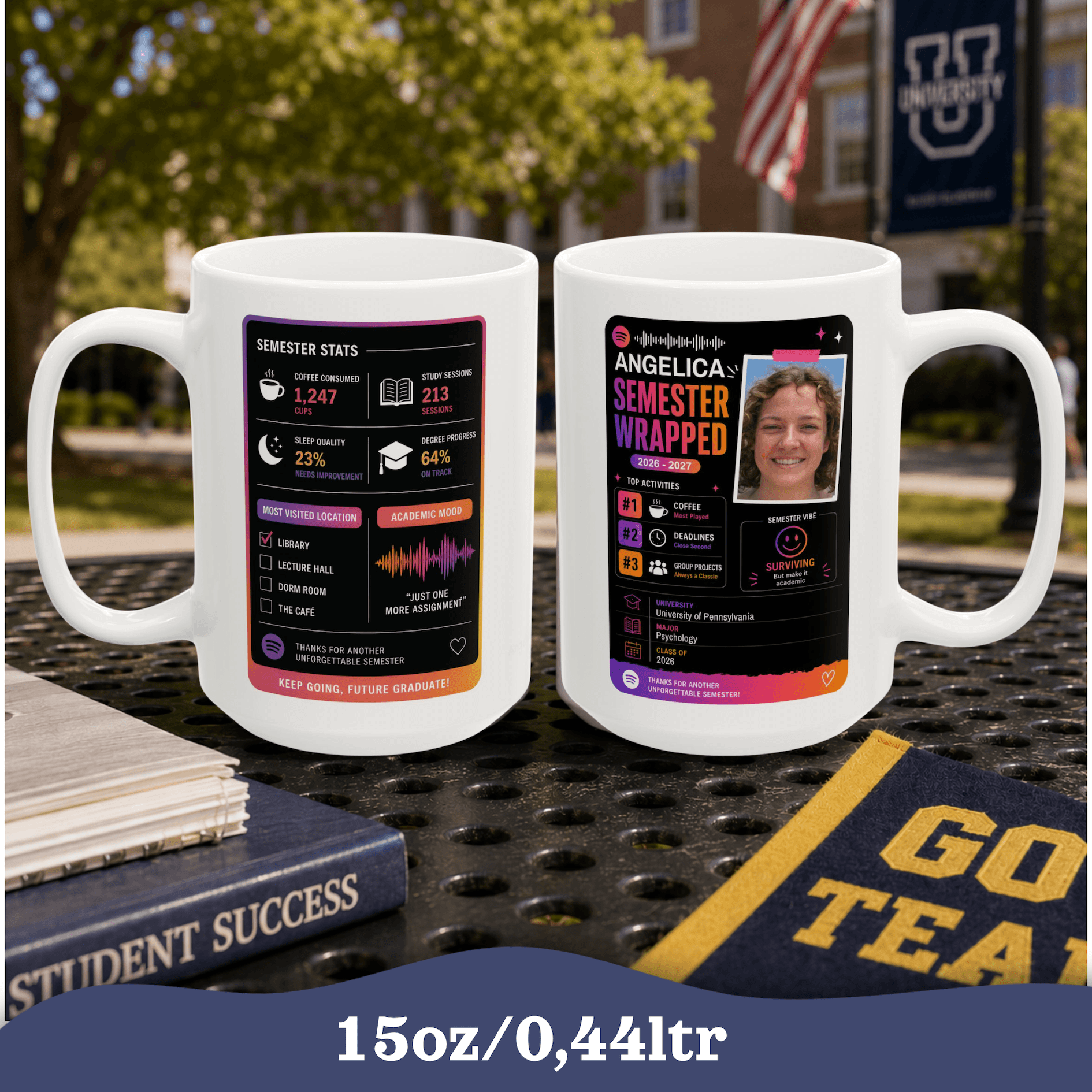Personalizable Back to School Mug, Customizable social media style Mug, Student Study gift Cup, Semester Wrapped Mug,