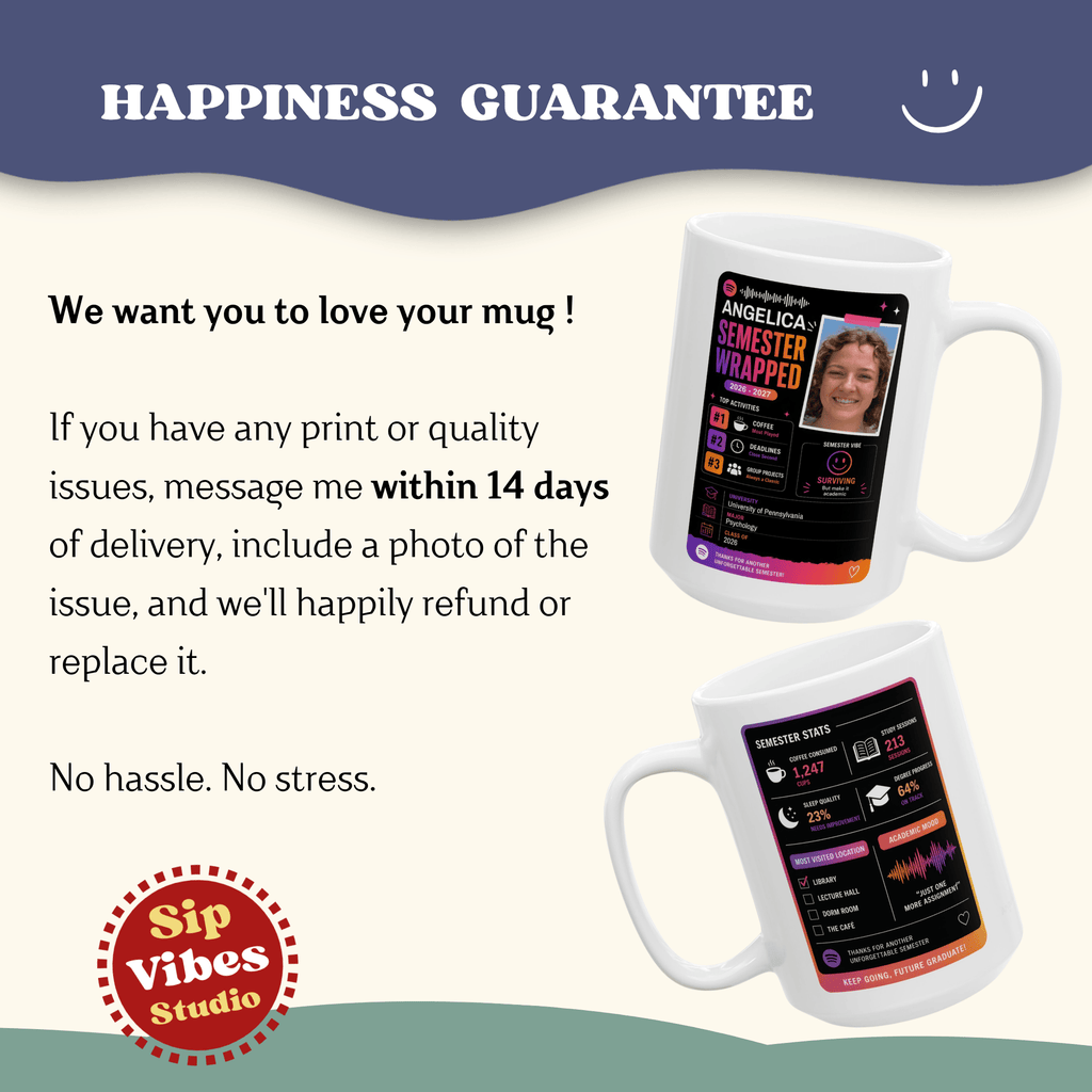 Personalizable Back to School Mug, Customizable social media style Mug, Student Study gift Cup, Semester Wrapped Mug,