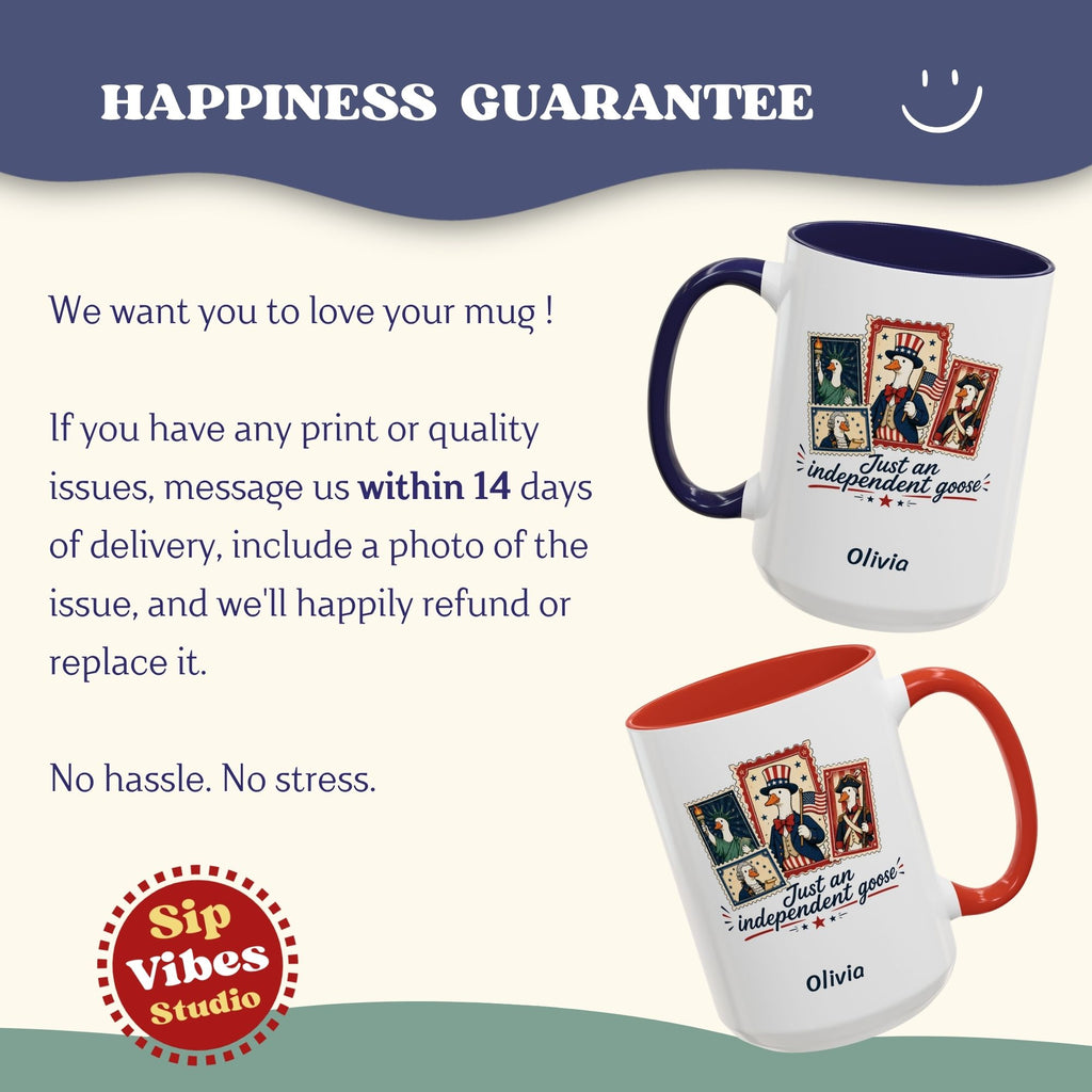 Personalized Independence Day Mug, 4th of July Cup, Independent Goose Mug