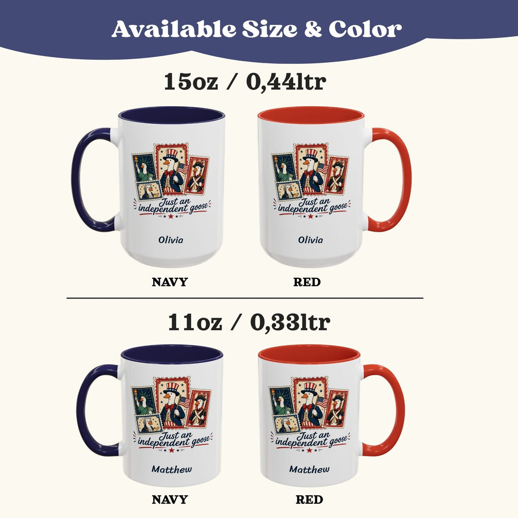 Personalized Independence Day Mug, 4th of July Cup, Independent Goose Mug