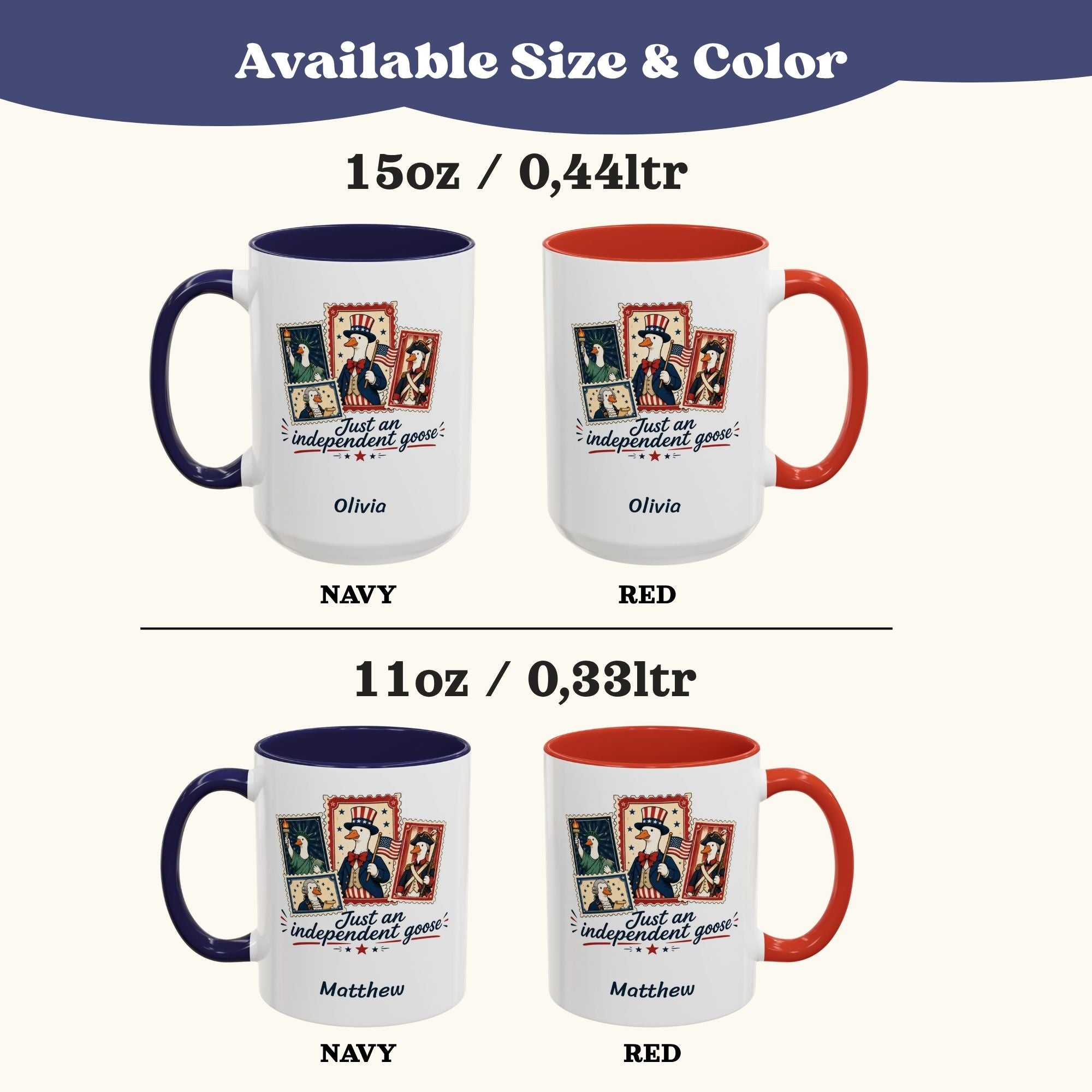 Personalized Independence Day Mug, 4th of July Cup, Independent Goose Mug