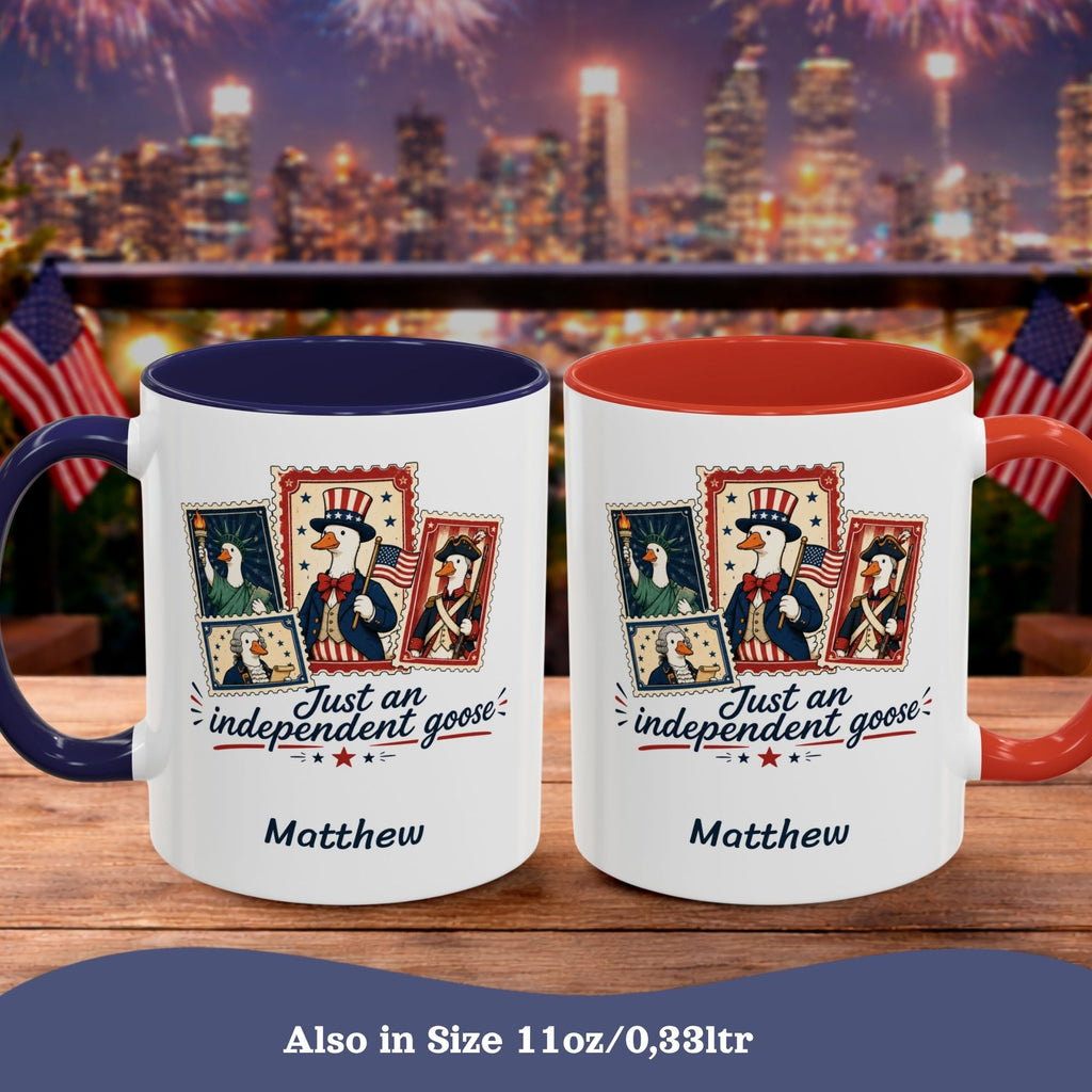 Personalized Independence Day Mug, 4th of July Cup, Independent Goose Mug
