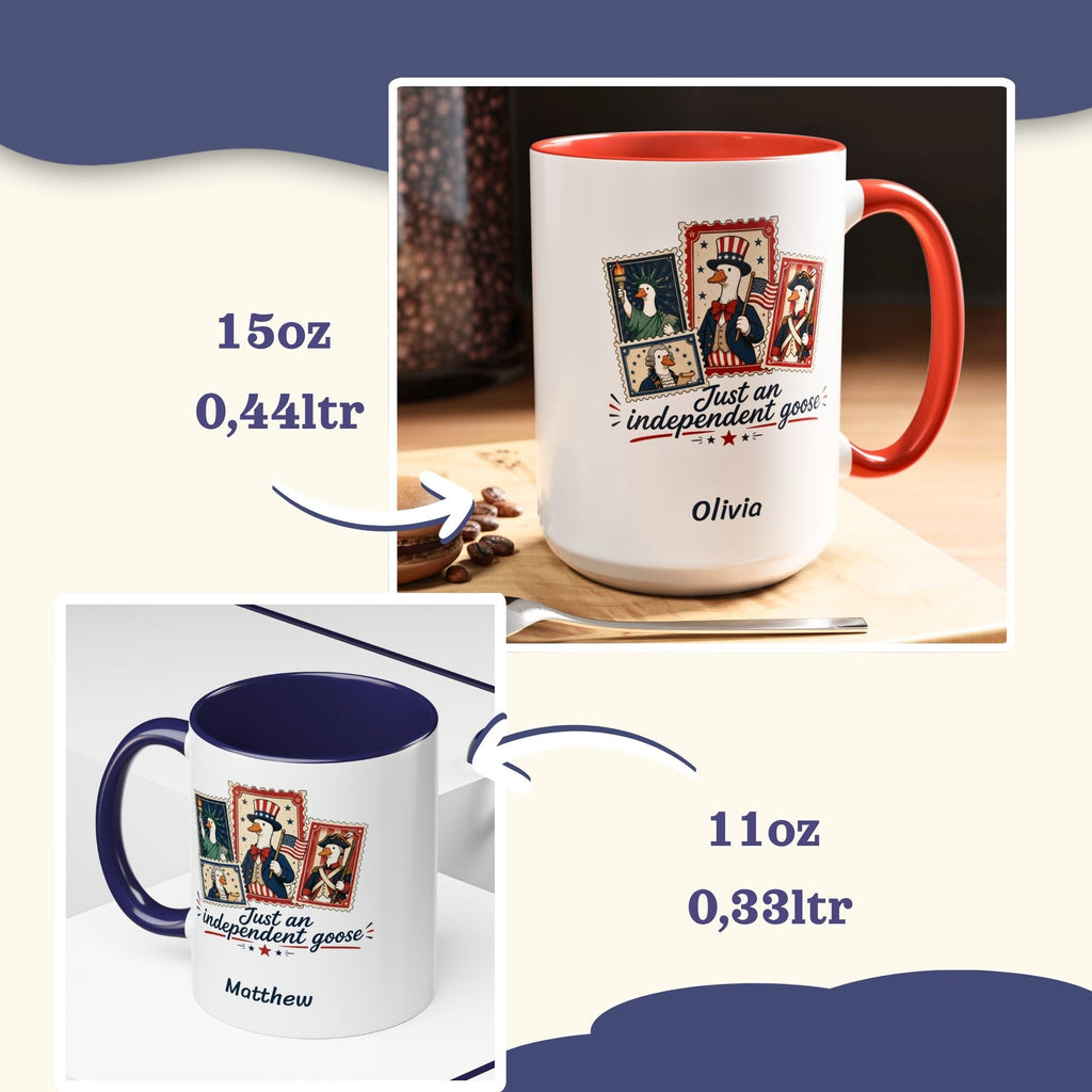 Personalized Independence Day Mug, 4th of July Cup, Independent Goose Mug