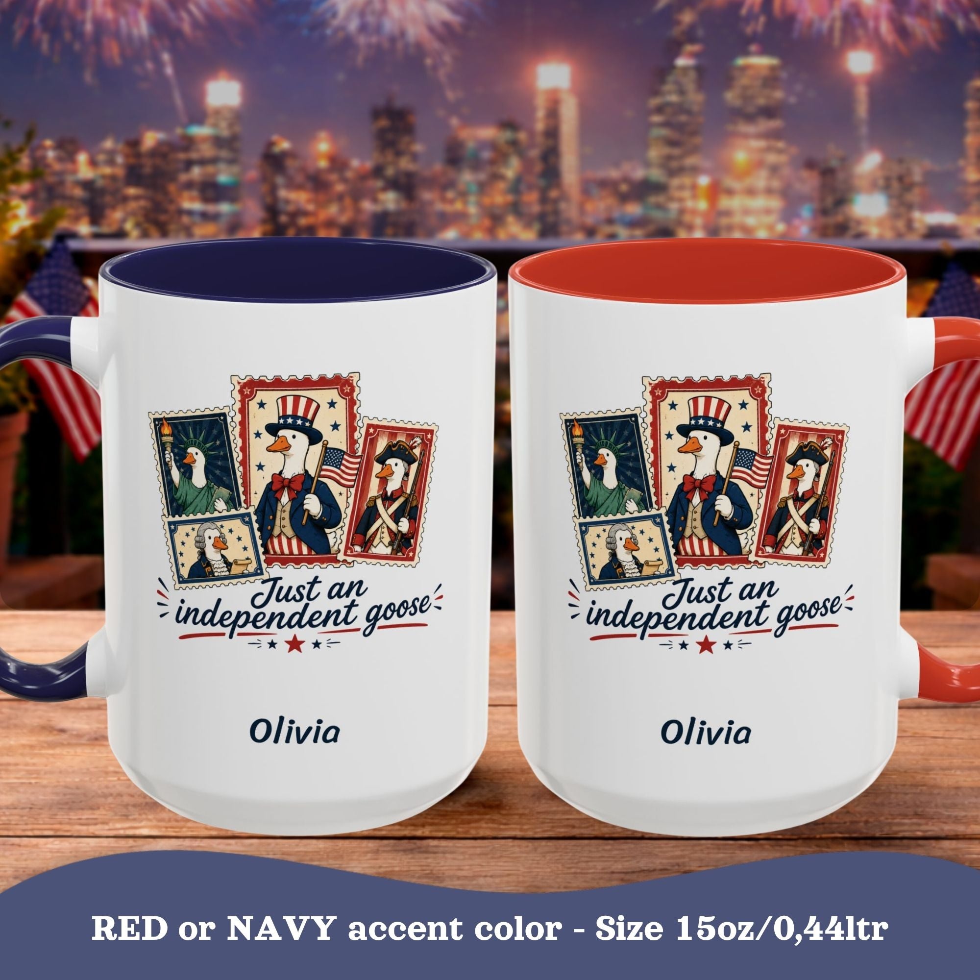 Personalized Independence Day Mug, 4th of July Cup, Independent Goose Mug