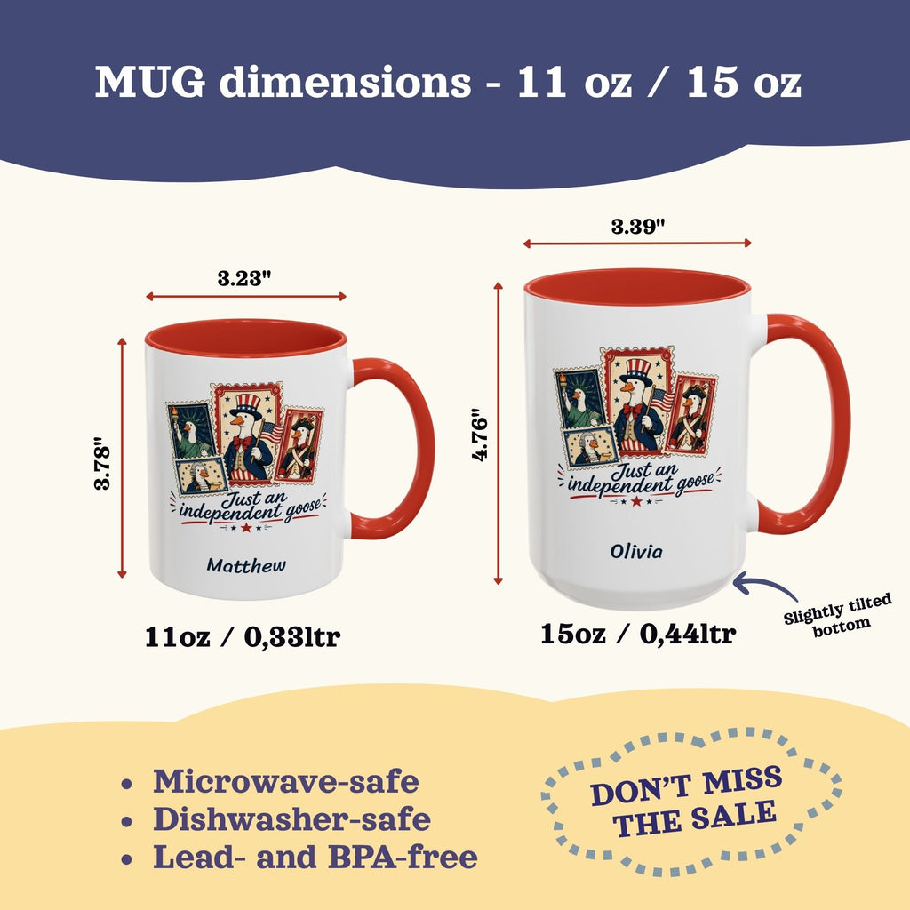 Personalized Independence Day Mug, 4th of July Cup, Independent Goose Mug