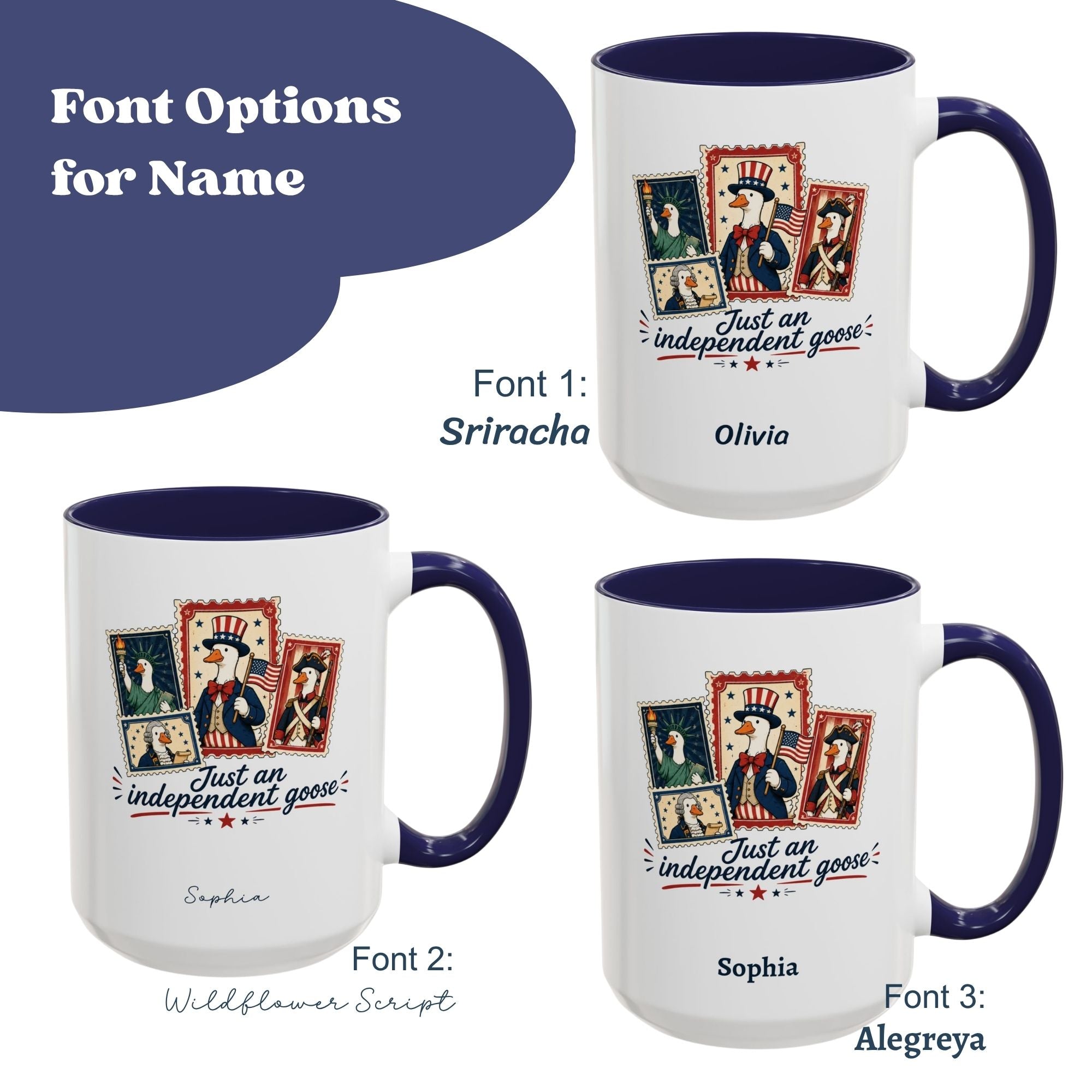 Personalized Independence Day Mug, 4th of July Cup, Independent Goose Mug