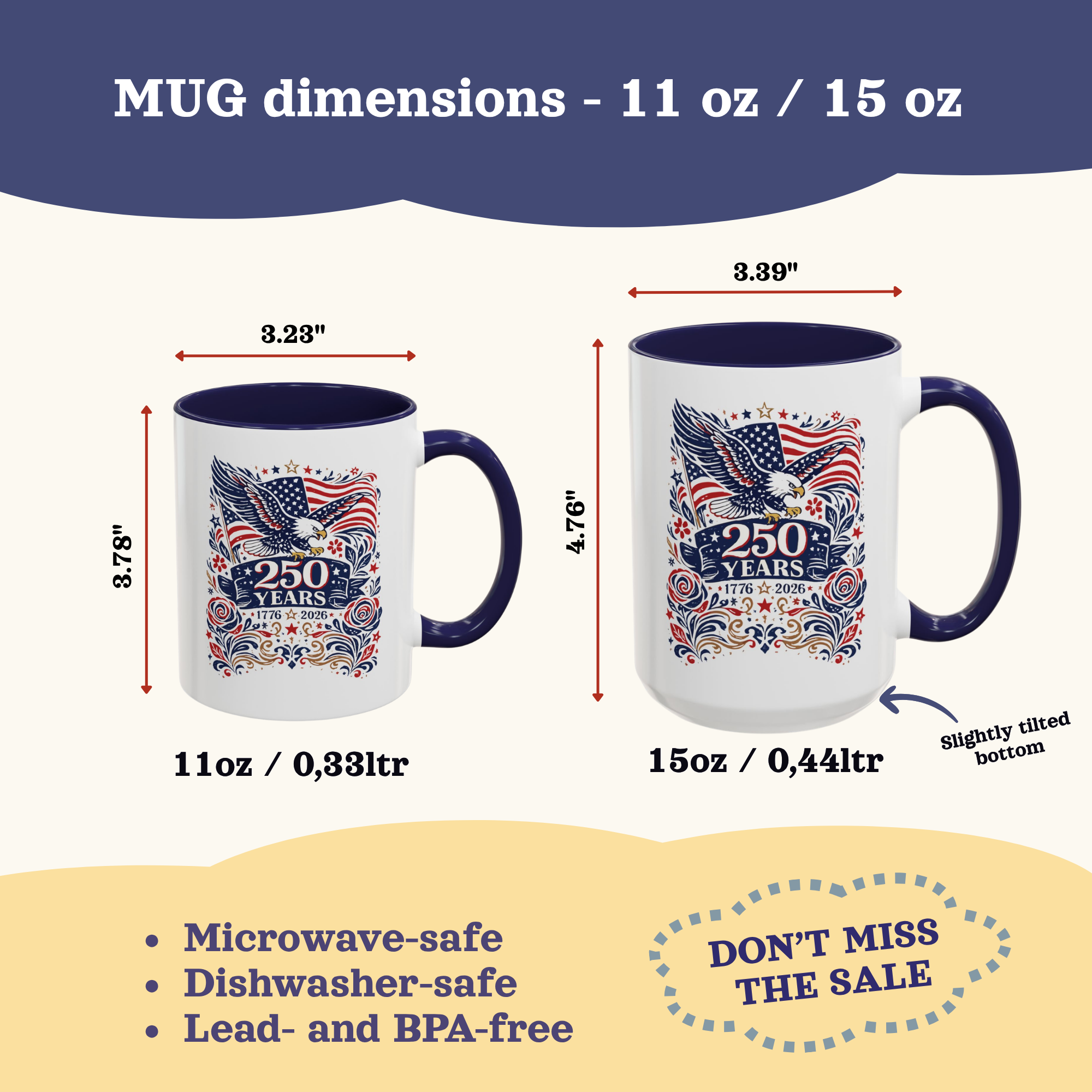 Personalizable 250 Years American Flag and Eagle Mug, 4th of July Patriotic decor Cup, Independence Day Mug