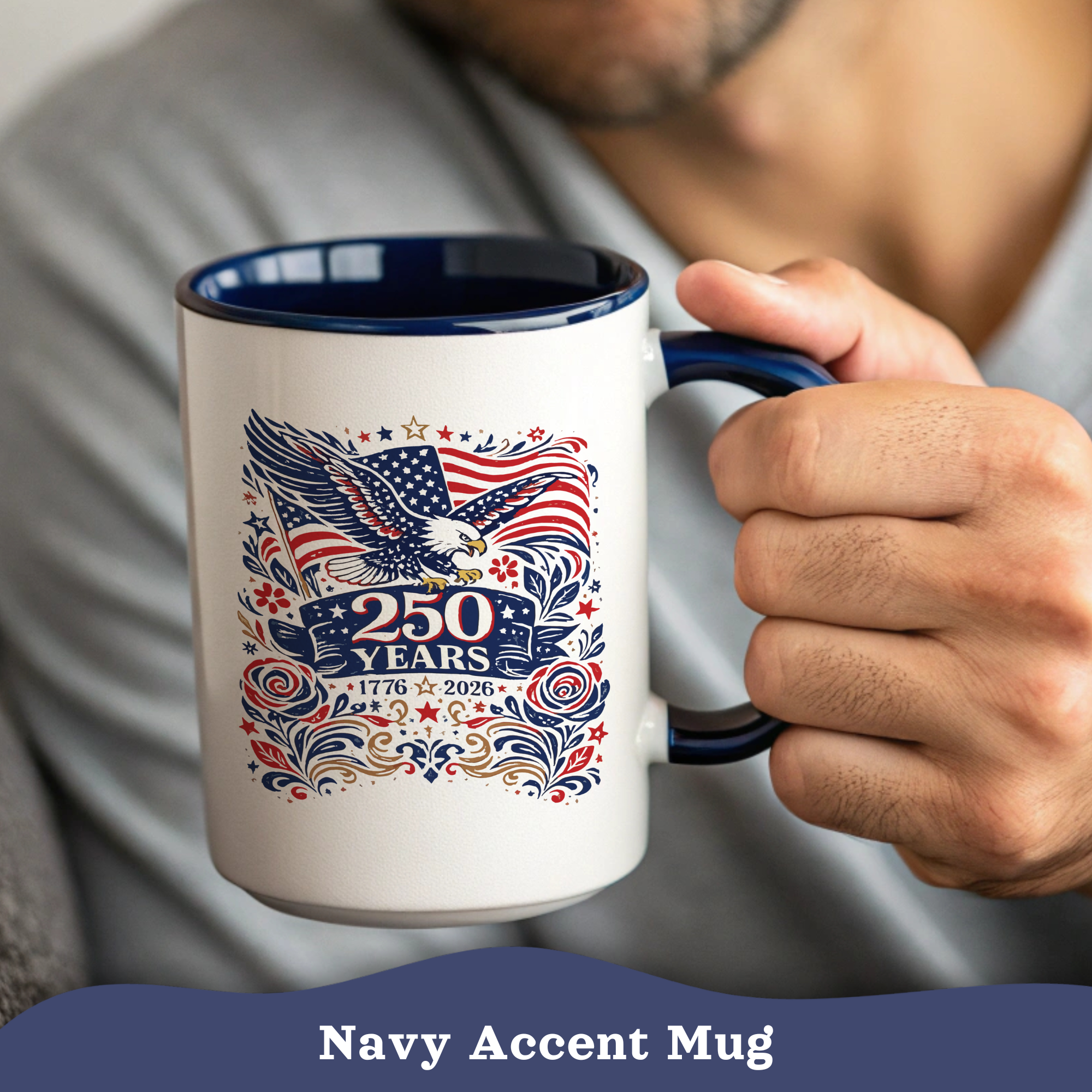 Personalizable 250 Years American Flag and Eagle Mug, 4th of July Patriotic decor Cup, Independence Day Mug