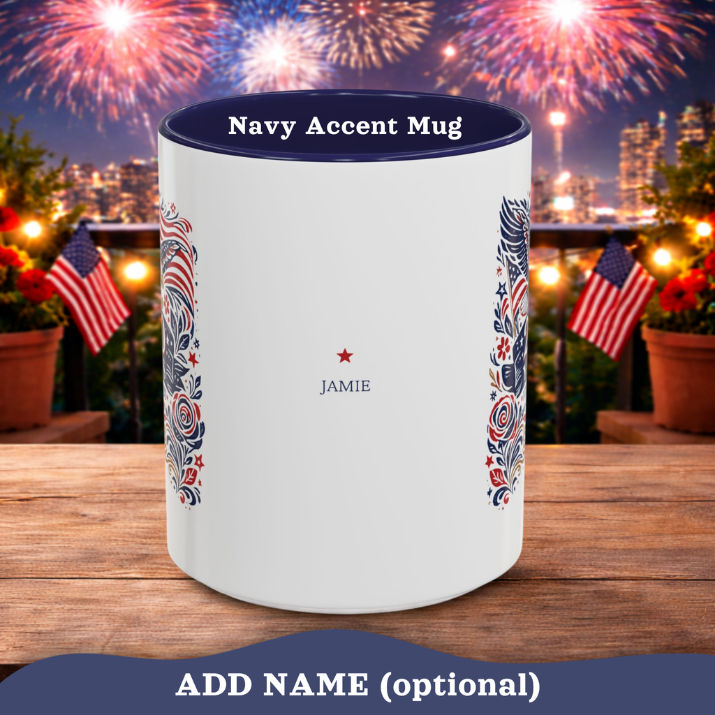 Personalizable 250 Years American Flag and Eagle Mug, 4th of July Patriotic decor Cup, Independence Day Mug
