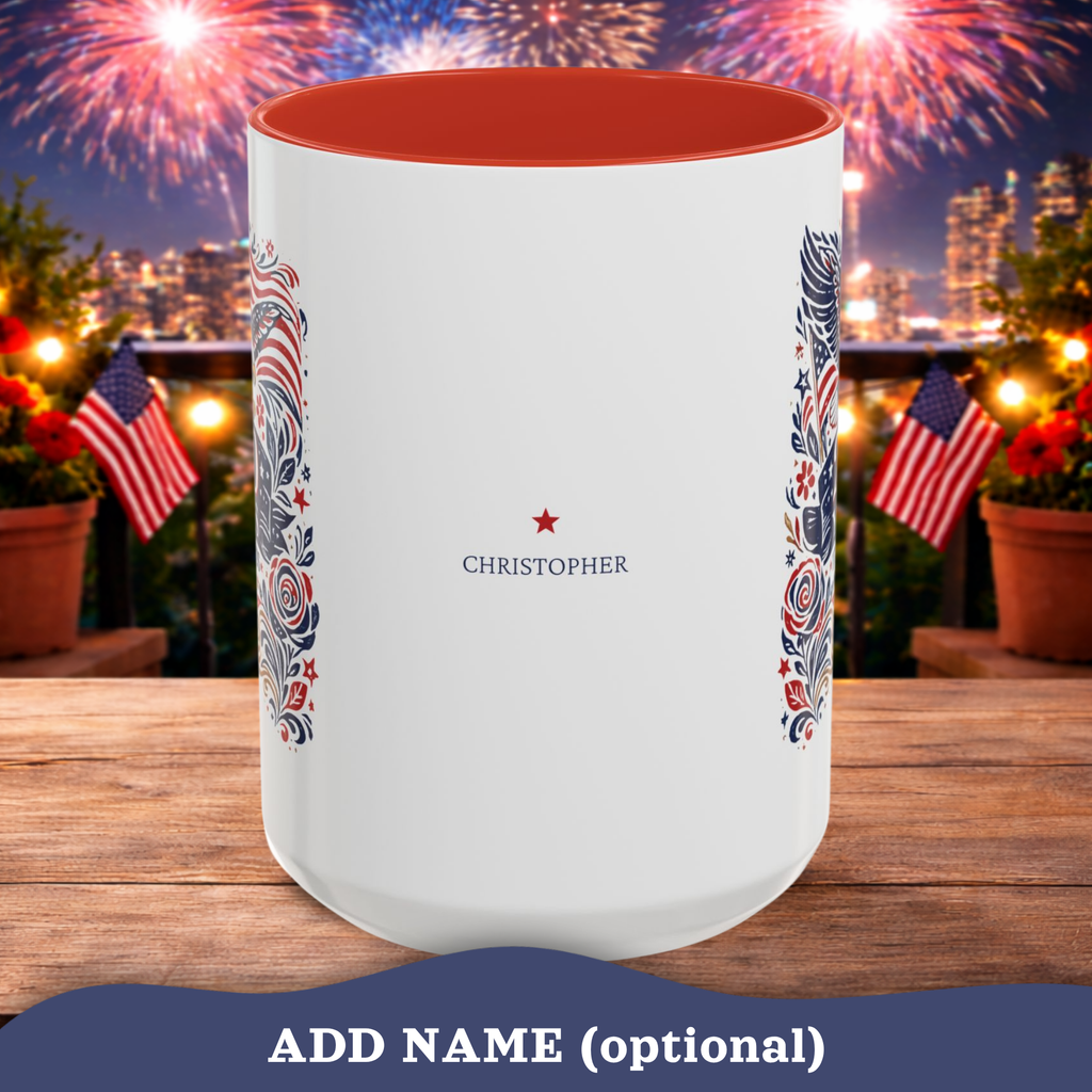 Personalizable 250 Years American Flag and Eagle Mug, 4th of July Patriotic decor Cup, Independence Day Mug