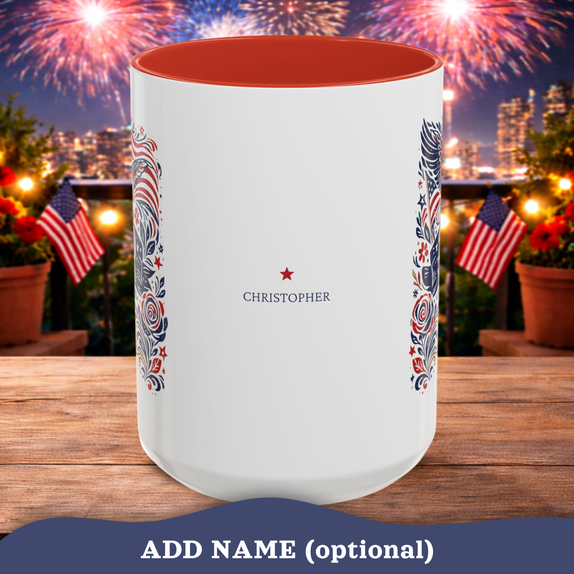 Personalizable 250 Years American Flag and Eagle Mug, 4th of July Patriotic decor Cup, Independence Day Mug