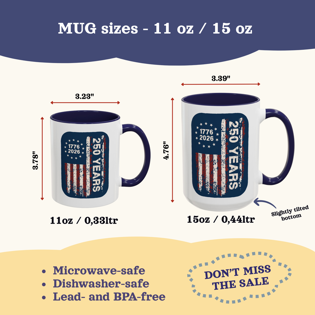 250th Anniversary Mug, 250 Years America Mug, 1776-2026 American Flag Mug, 4th of July Cup