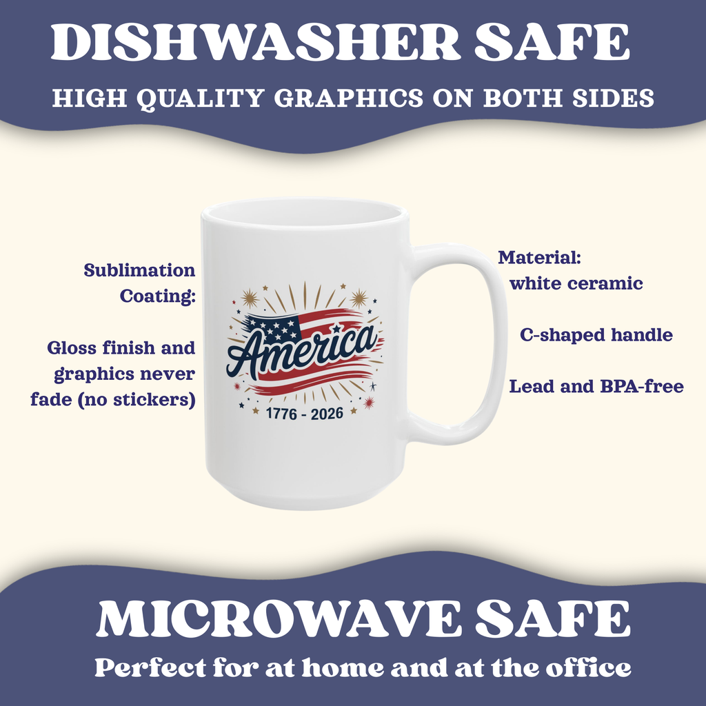Personalizable 250th Anniversary Mug, Patriotic 4th of July Cup, USA 250 years America Mug, Independence Day Cup