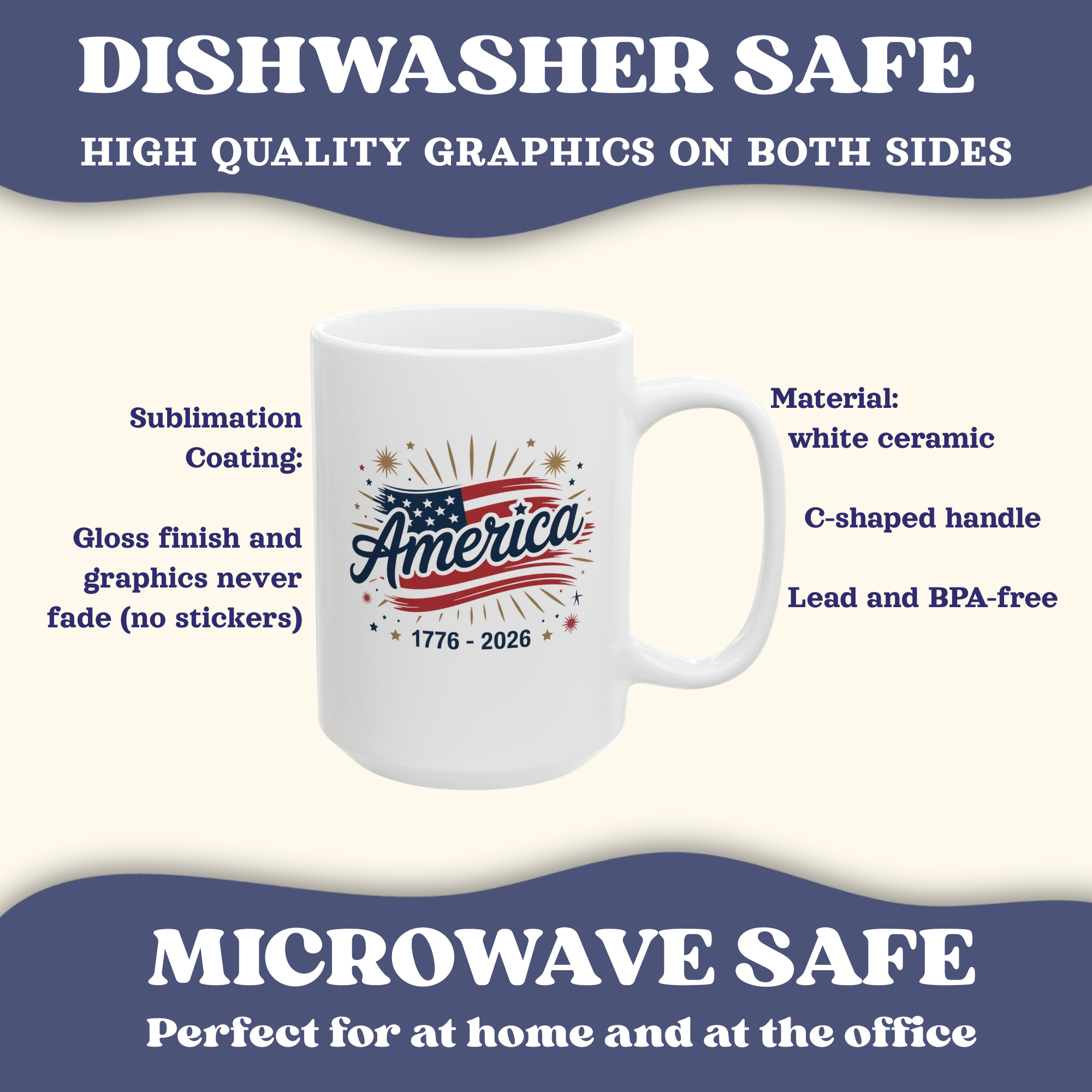 Personalizable 250th Anniversary Mug, Patriotic 4th of July Cup, USA 250 years America Mug, Independence Day Cup