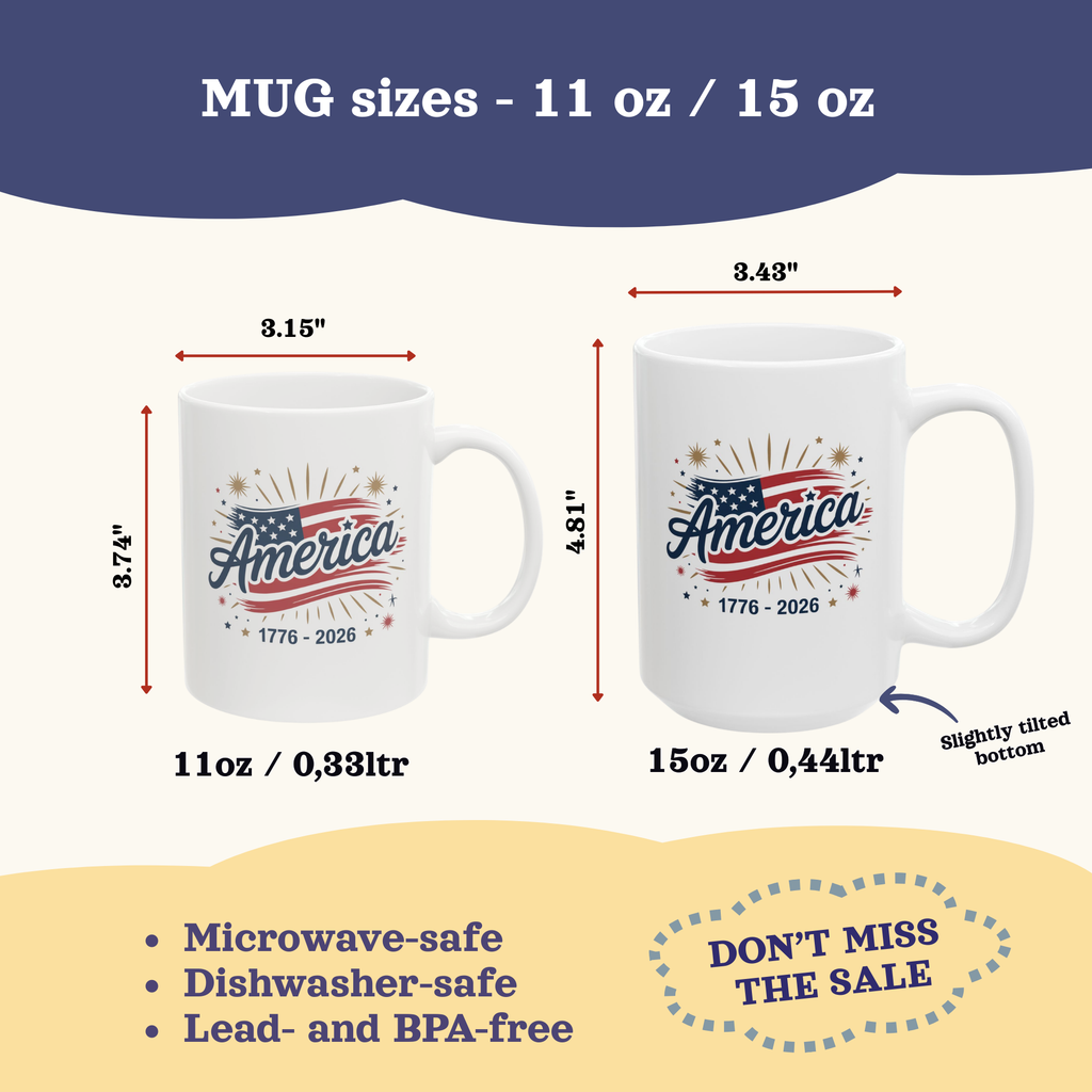 Personalizable 250th Anniversary Mug, Patriotic 4th of July Cup, USA 250 years America Mug, Independence Day Cup