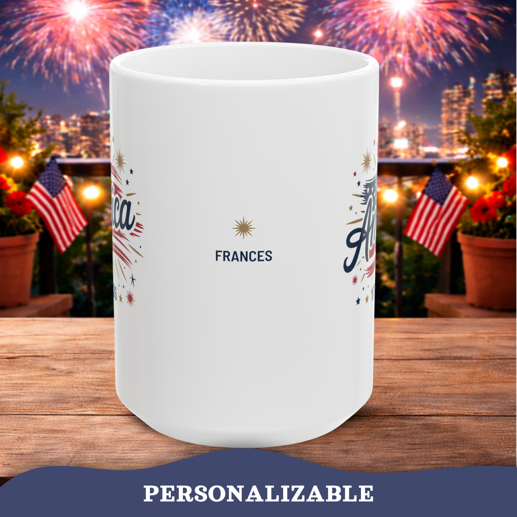 Personalizable 250th Anniversary Mug, Patriotic 4th of July Cup, USA 250 years America Mug, Independence Day Cup
