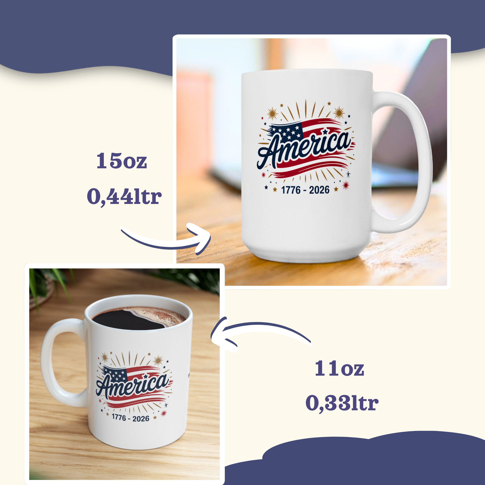 Personalizable 250th Anniversary Mug, Patriotic 4th of July Cup, USA 250 years America Mug, Independence Day Cup