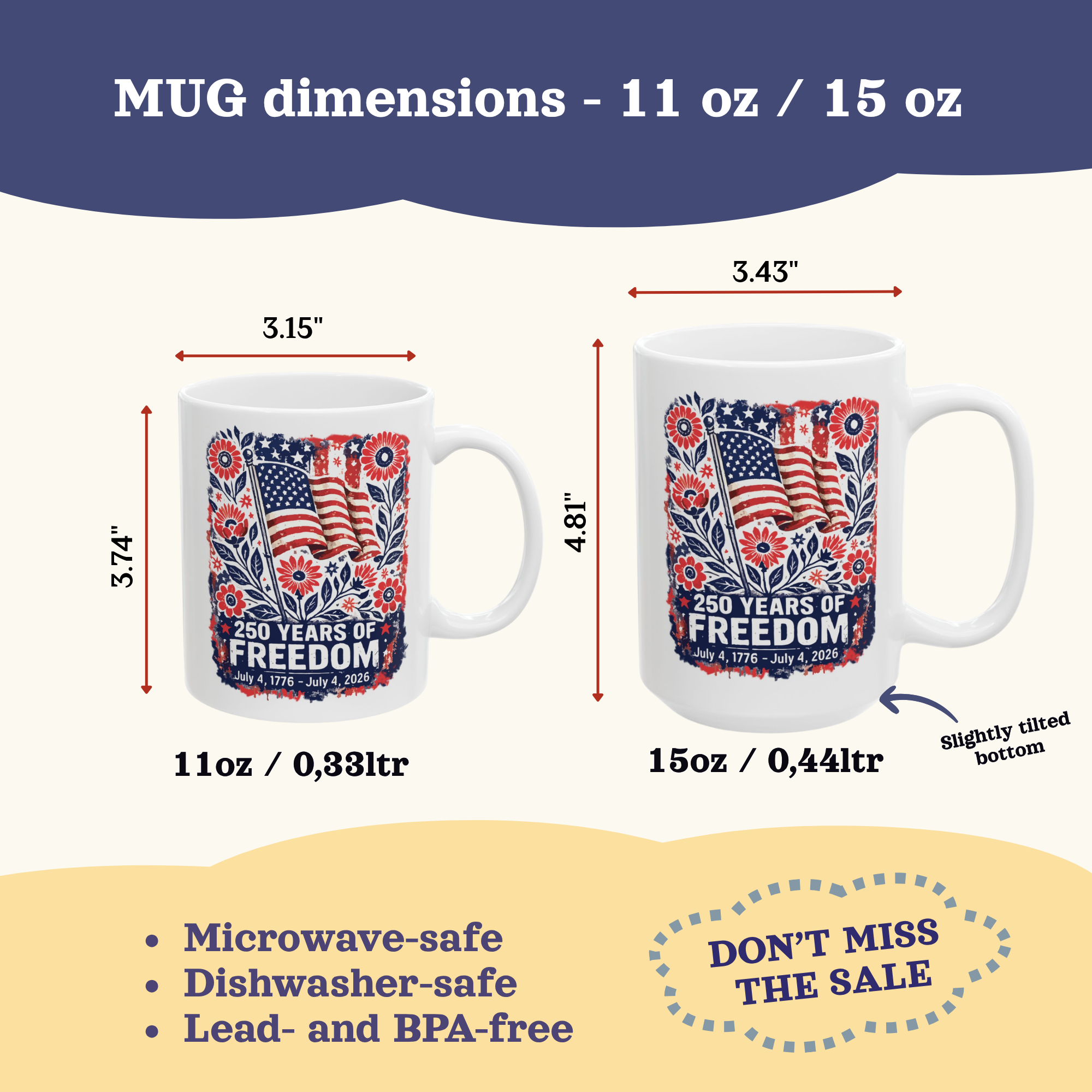 American Flag Mug, 250th Anniversary Mug, 4th of July Independence Day Mug, Patriotic Cup, 250 Years of Freedom Mug