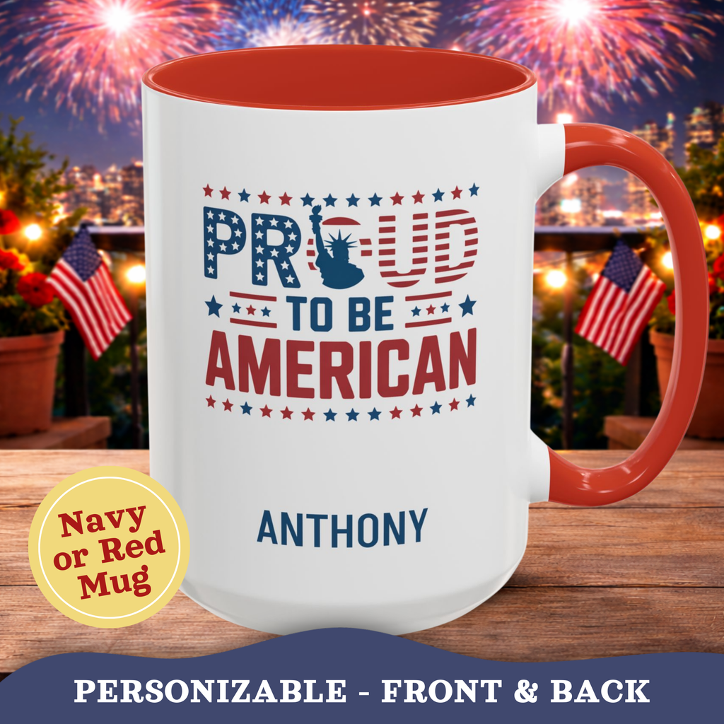 Personalizable 4th of July Mug, Personalized Independence Day Mug, Customizable Patriotic Cup