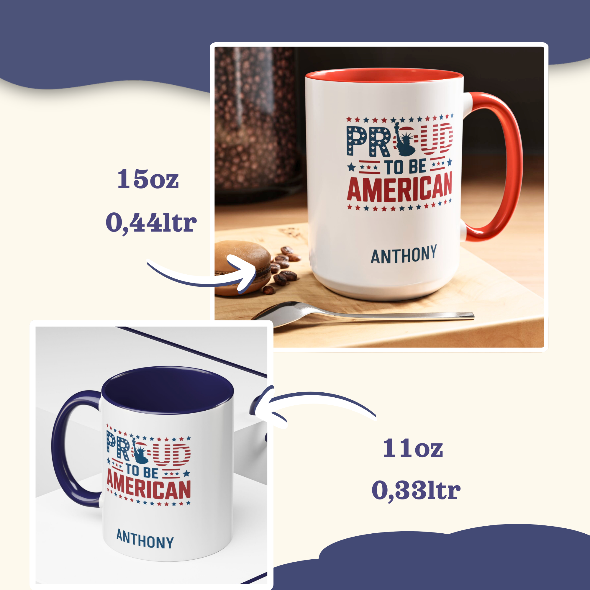 Personalizable 4th of July Mug, Personalized Independence Day Mug, Customizable Patriotic Cup