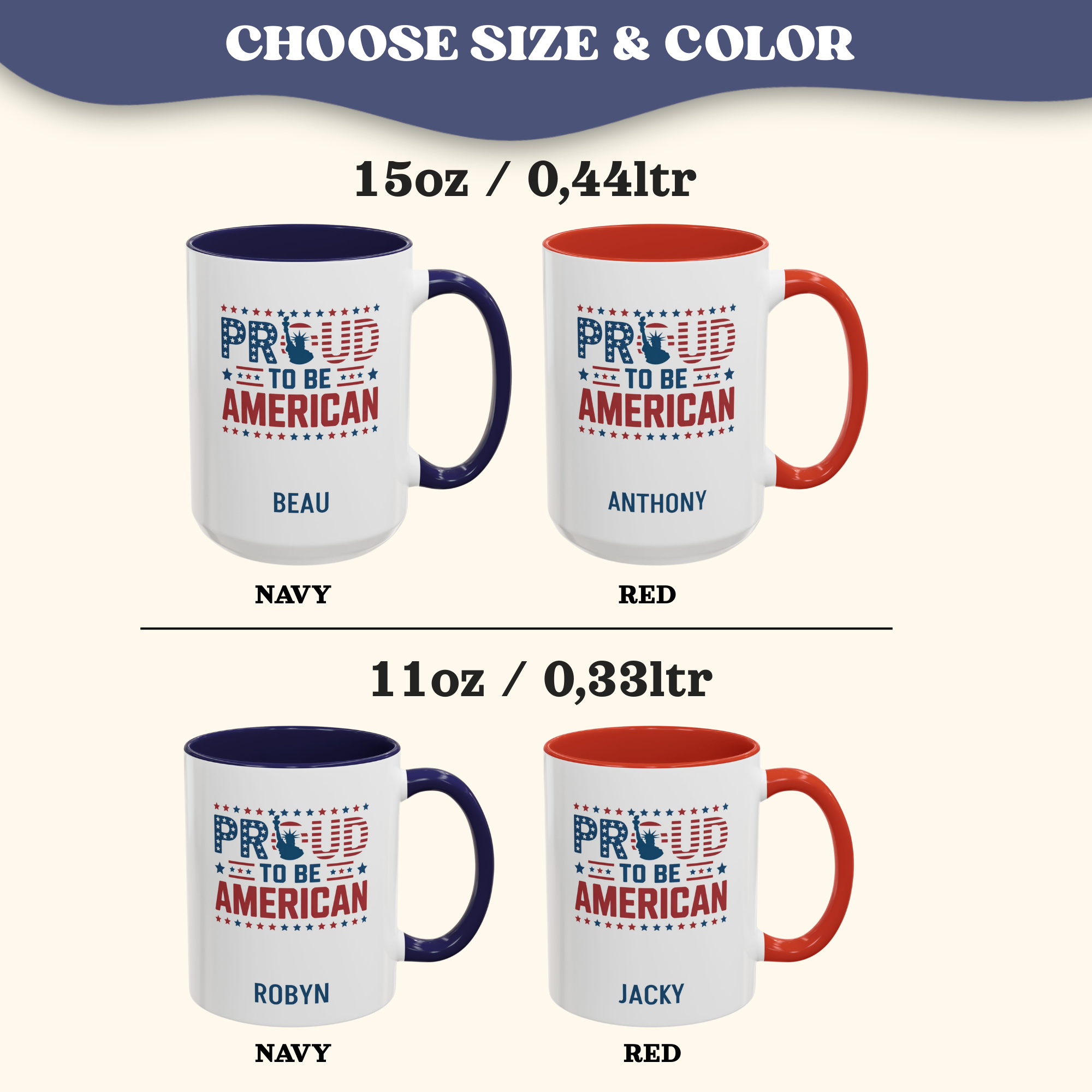 Personalizable 4th of July Mug, Personalized Independence Day Mug, Customizable Patriotic Cup