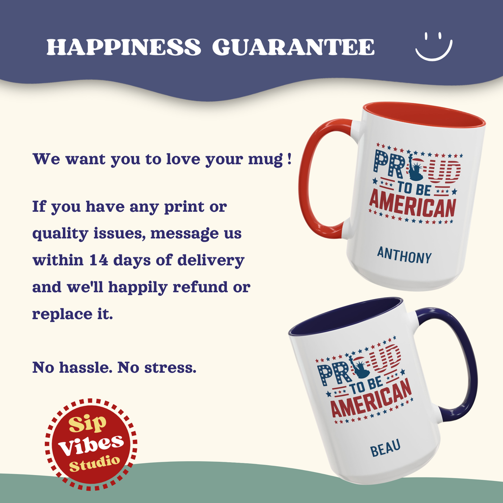 Personalizable 4th of July Mug, Personalized Independence Day Mug, Customizable Patriotic Cup