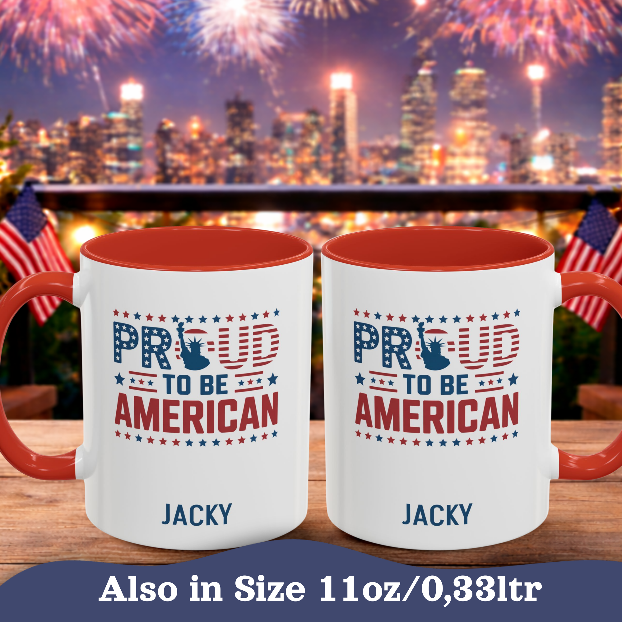 Personalizable 4th of July Mug, Personalized Independence Day Mug, Customizable Patriotic Cup