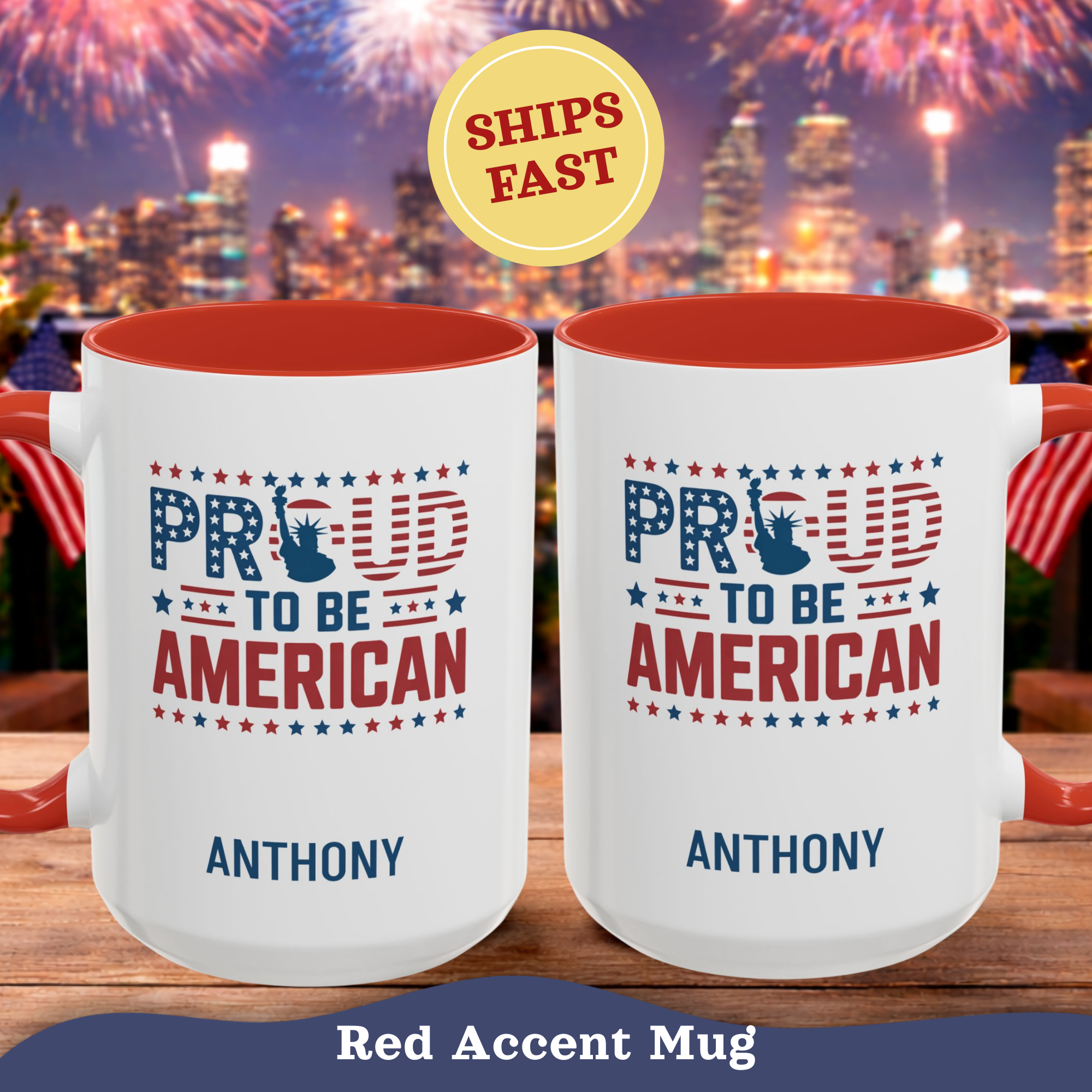 Personalizable 4th of July Mug, Personalized Independence Day Mug, Customizable Patriotic Cup