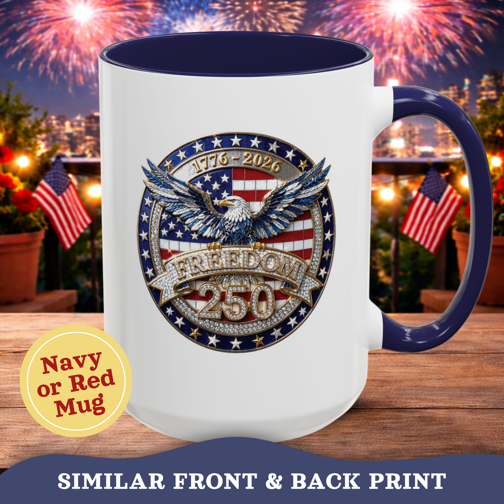 250th Anniversary Mug, 4th of July decor Cup, Freedom Eagle Patriotic Flag Mug