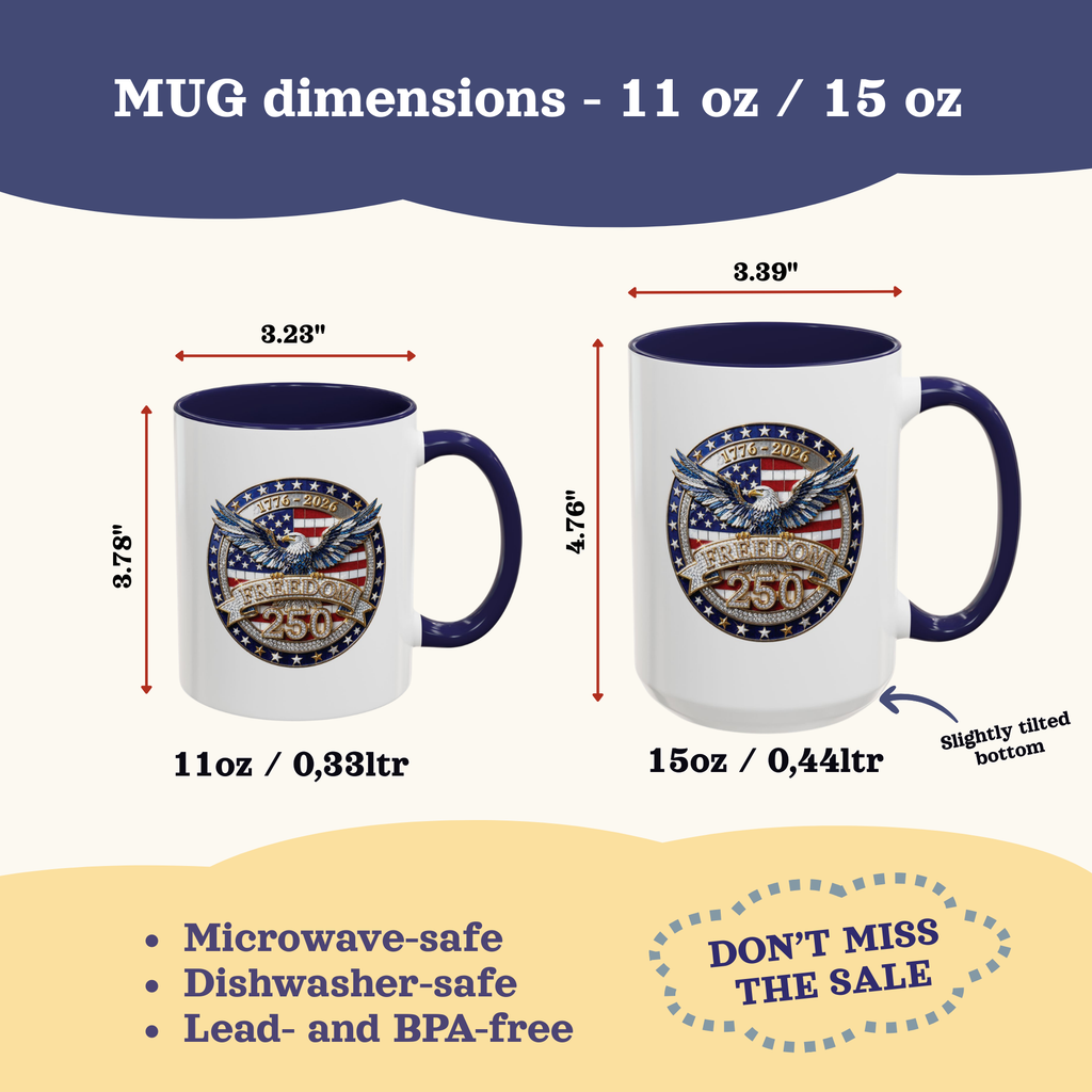 250th Anniversary Mug, 4th of July decor Cup, Freedom Eagle Patriotic Flag Mug