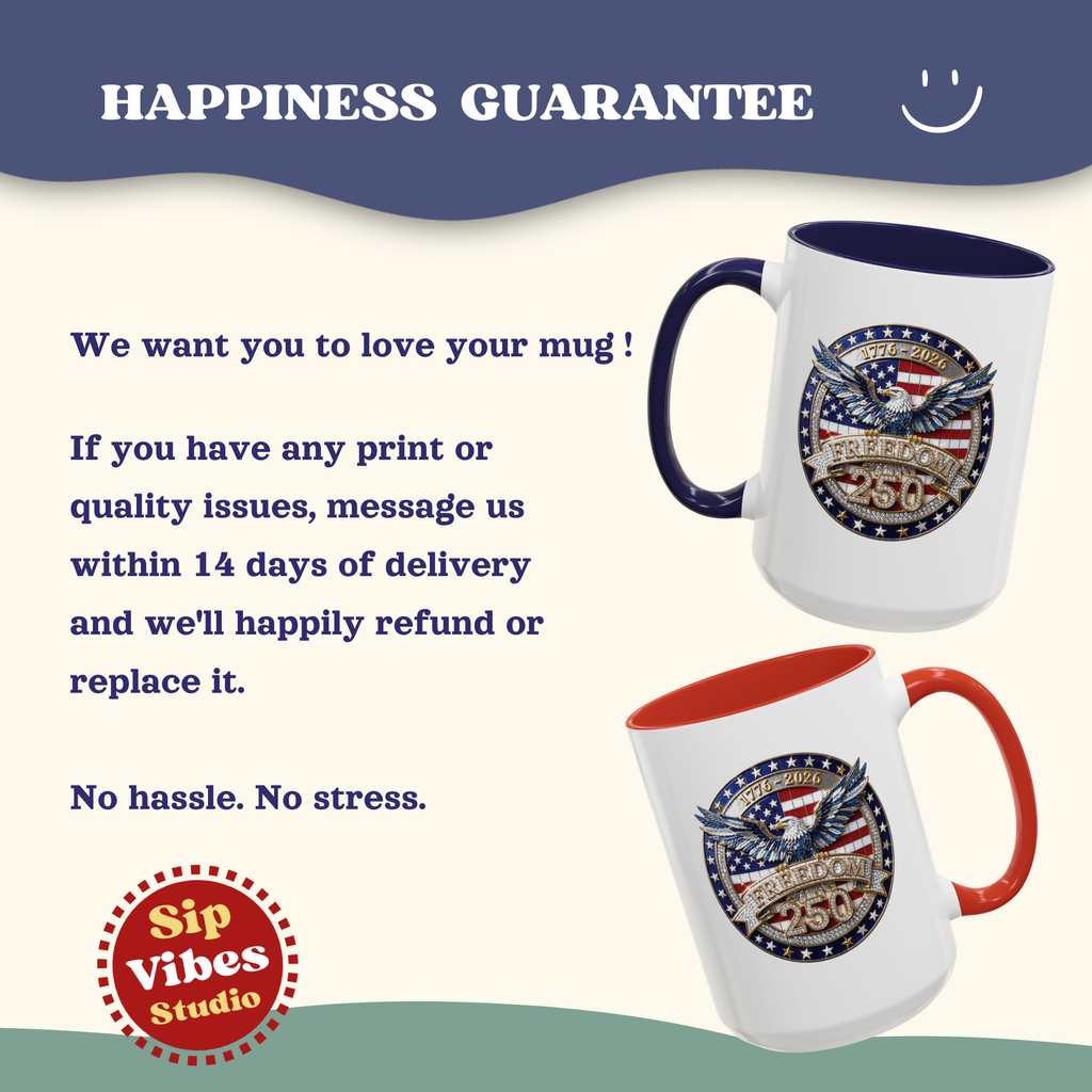 250th Anniversary Mug, 4th of July decor Cup, Freedom Eagle Patriotic Flag Mug