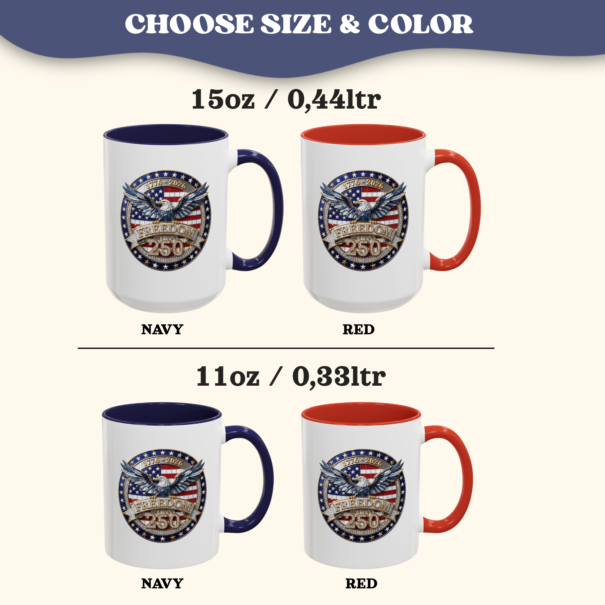250th Anniversary Mug, 4th of July decor Cup, Freedom Eagle Patriotic Flag Mug