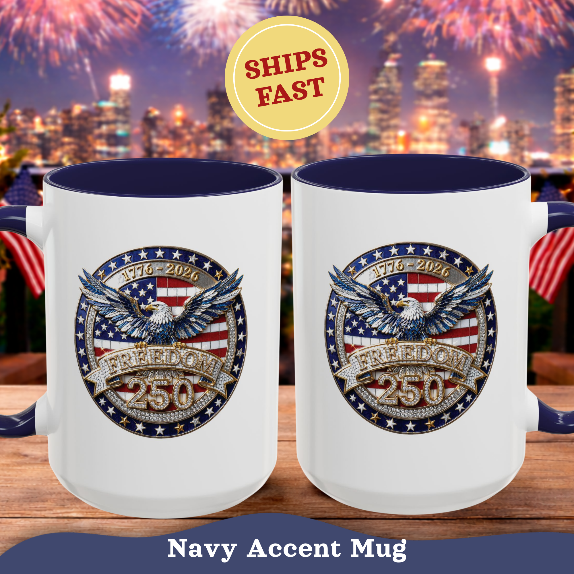 250th Anniversary Mug, 4th of July decor Cup, Freedom Eagle Patriotic Flag Mug