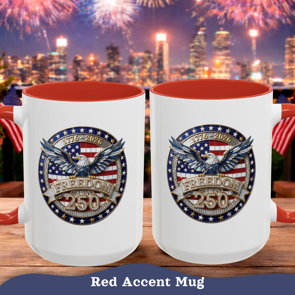 250th Anniversary Mug, 4th of July decor Cup, Freedom Eagle Patriotic Flag Mug
