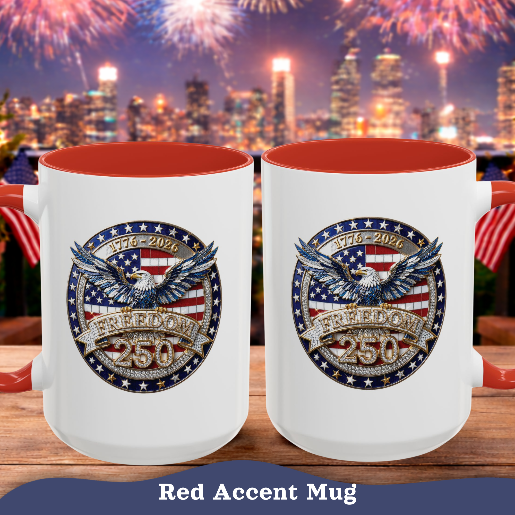 250th Anniversary Mug, 4th of July decor Cup, Freedom Eagle Patriotic Flag Mug