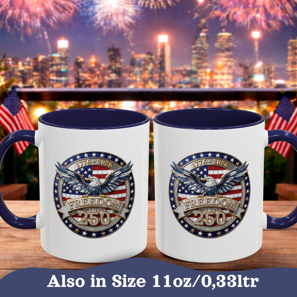 250th Anniversary Mug, 4th of July decor Cup, Freedom Eagle Patriotic Flag Mug