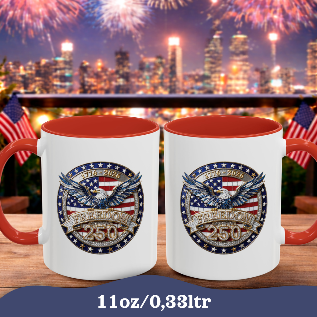 250th Anniversary Mug, 4th of July decor Cup, Freedom Eagle Patriotic Flag Mug