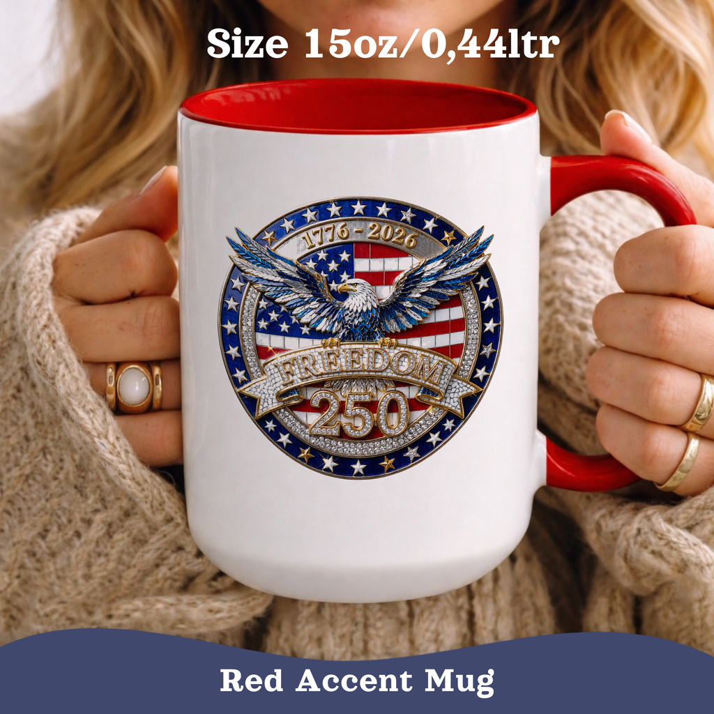 250th Anniversary Mug, 4th of July decor Cup, Freedom Eagle Patriotic Flag Mug