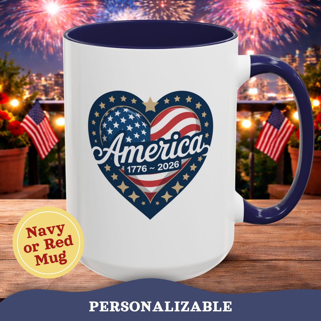 Personalizable 250th Anniversary American Flag Mug, 4th of July decor Mug, Patriotic decor Cup, Independence Day Mug