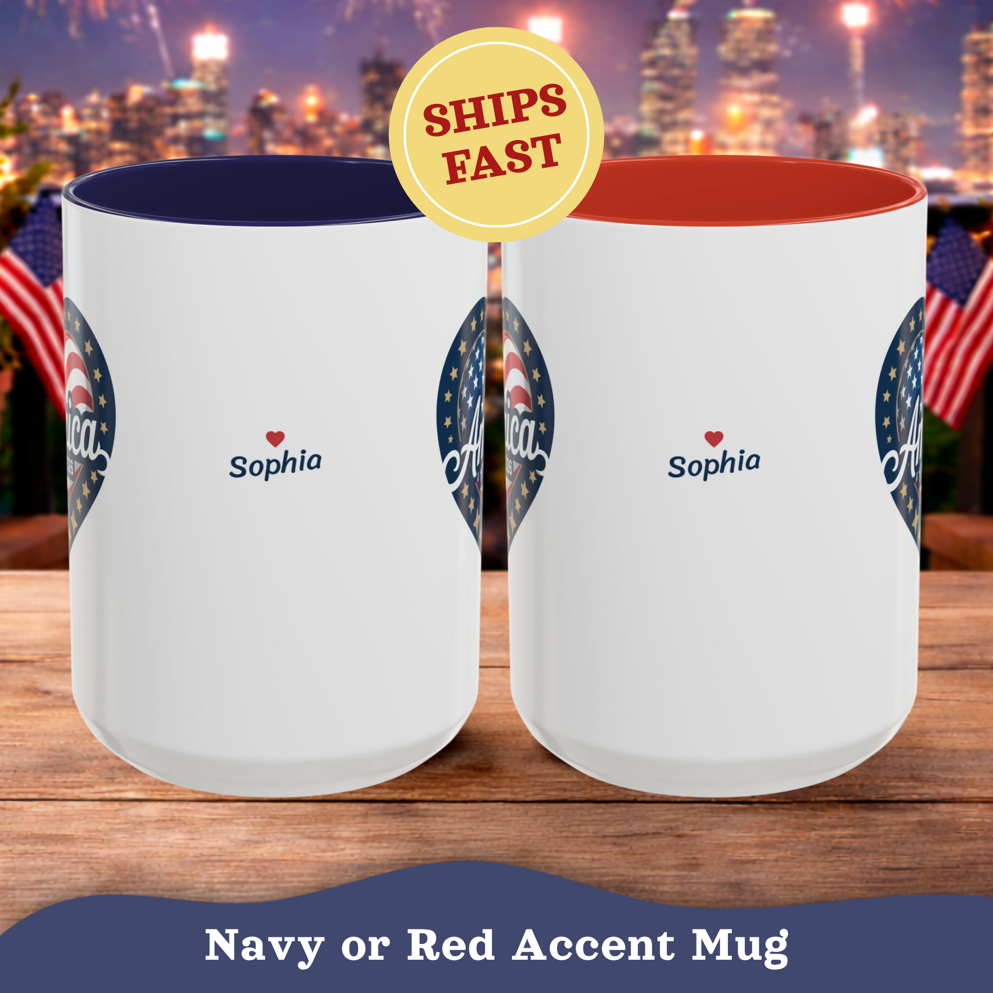 Personalizable 250th Anniversary American Flag Mug, 4th of July decor Mug, Patriotic decor Cup, Independence Day Mug