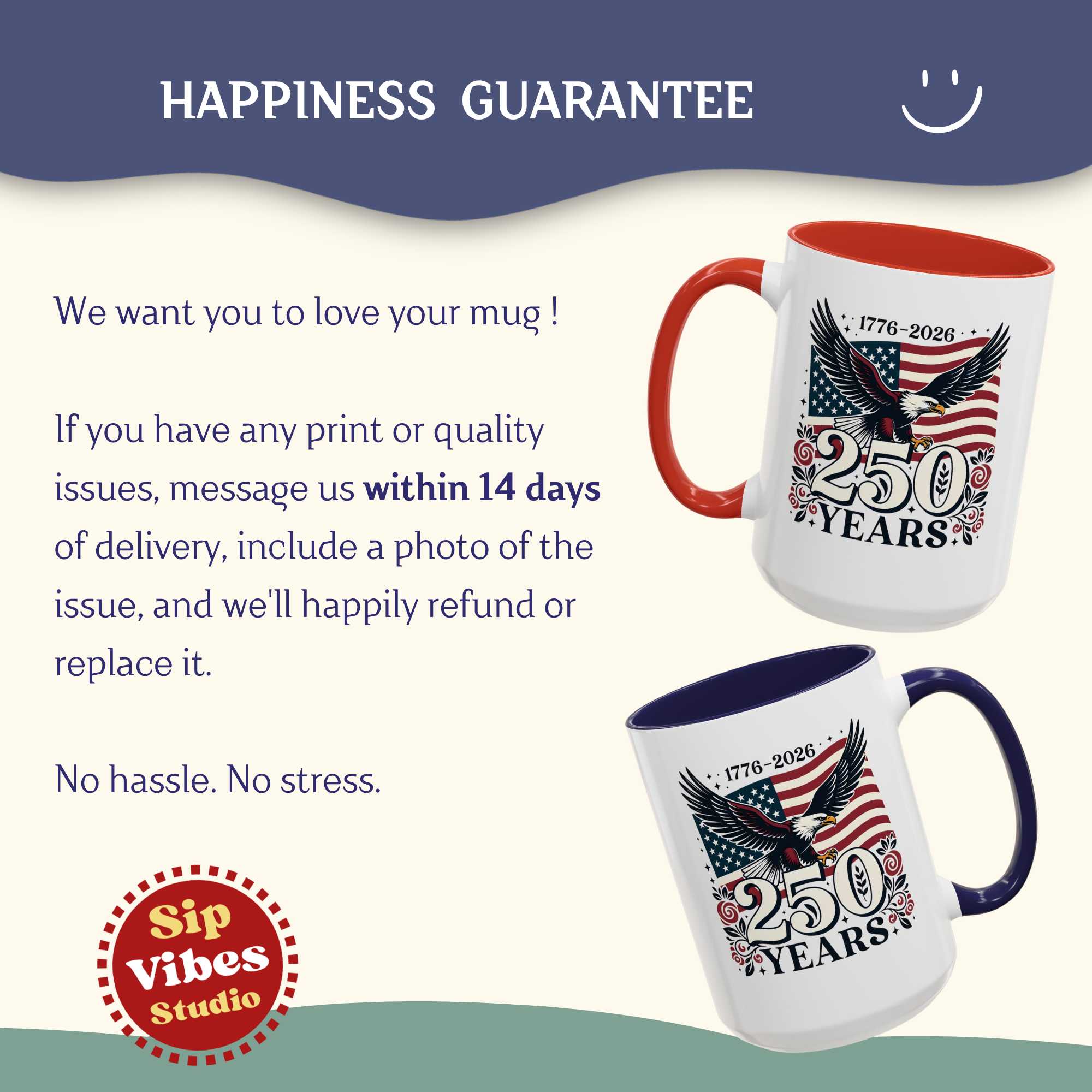Personalizable 250th Anniversary America Mug, Eagle and Flag Mug, 4th of July Patriotic decor Cup, American Independence Day Mug