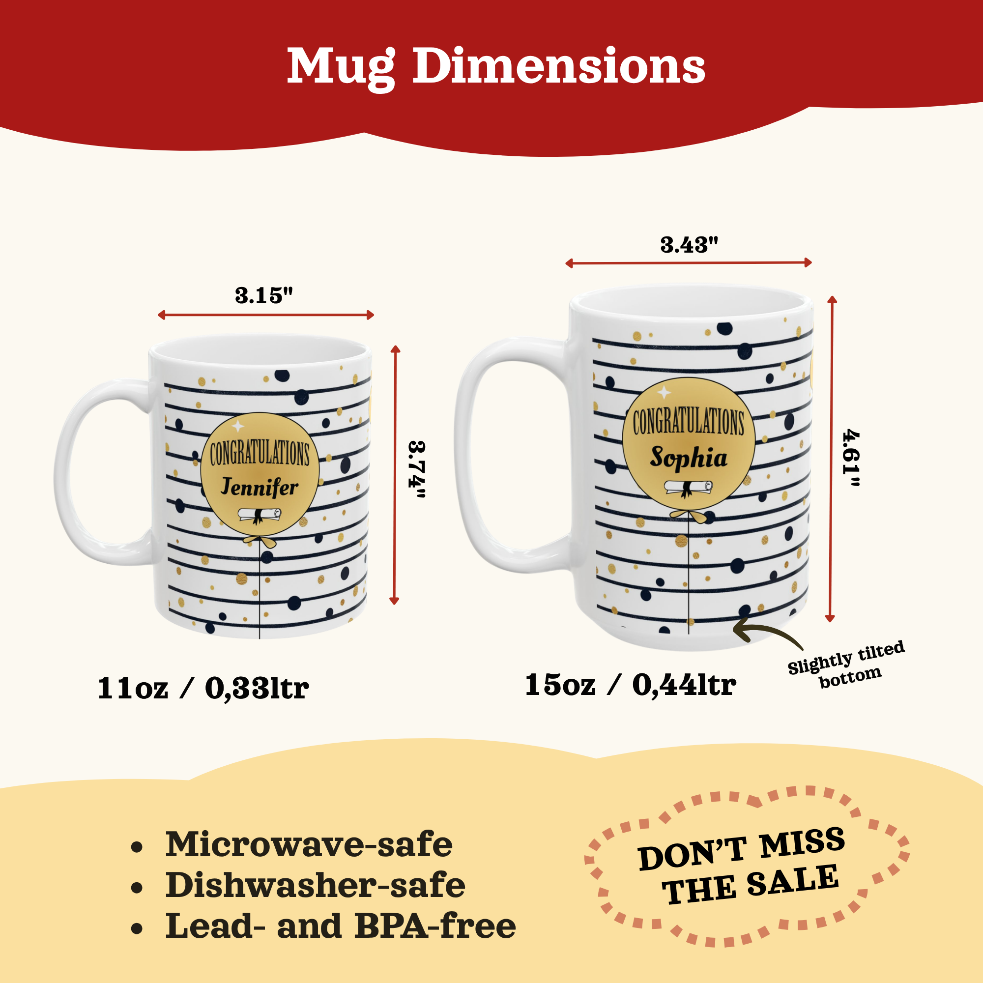 Personalized Graduation Mug – Gold Balloon Design