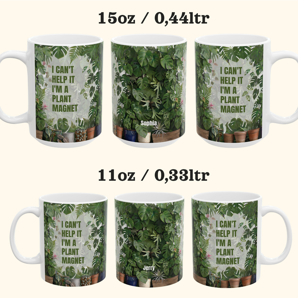 Personalized Plant Magnet Mug – I Can't Help It Design